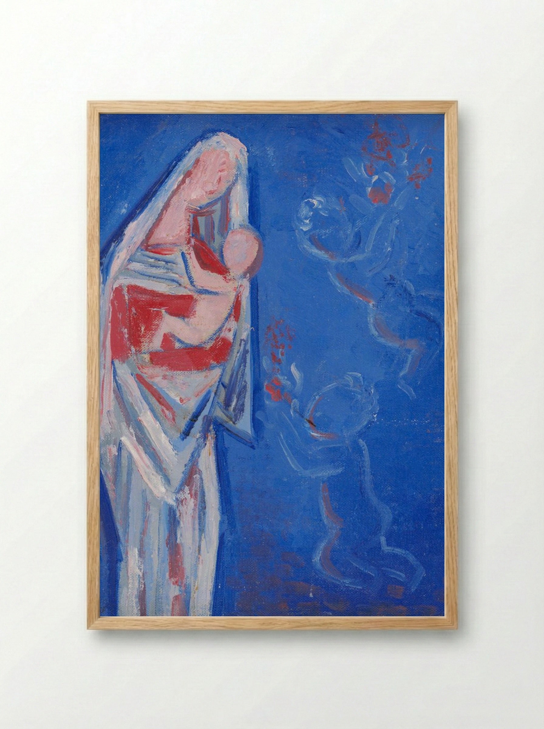 Standing Madonna with an Angel - Mikuláš Galanda - Framed Print Wood