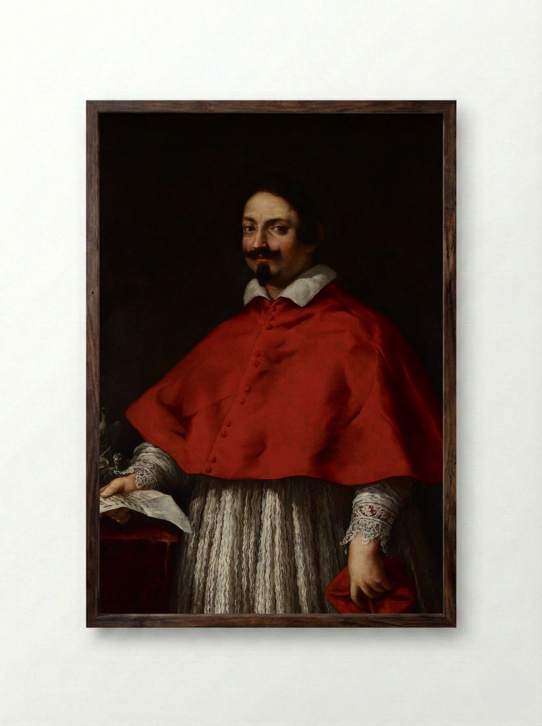 Portrait of Cardinal Pietro Maria Borghese - Giovanni Battista Gaulli - Framed Print Dark Wood