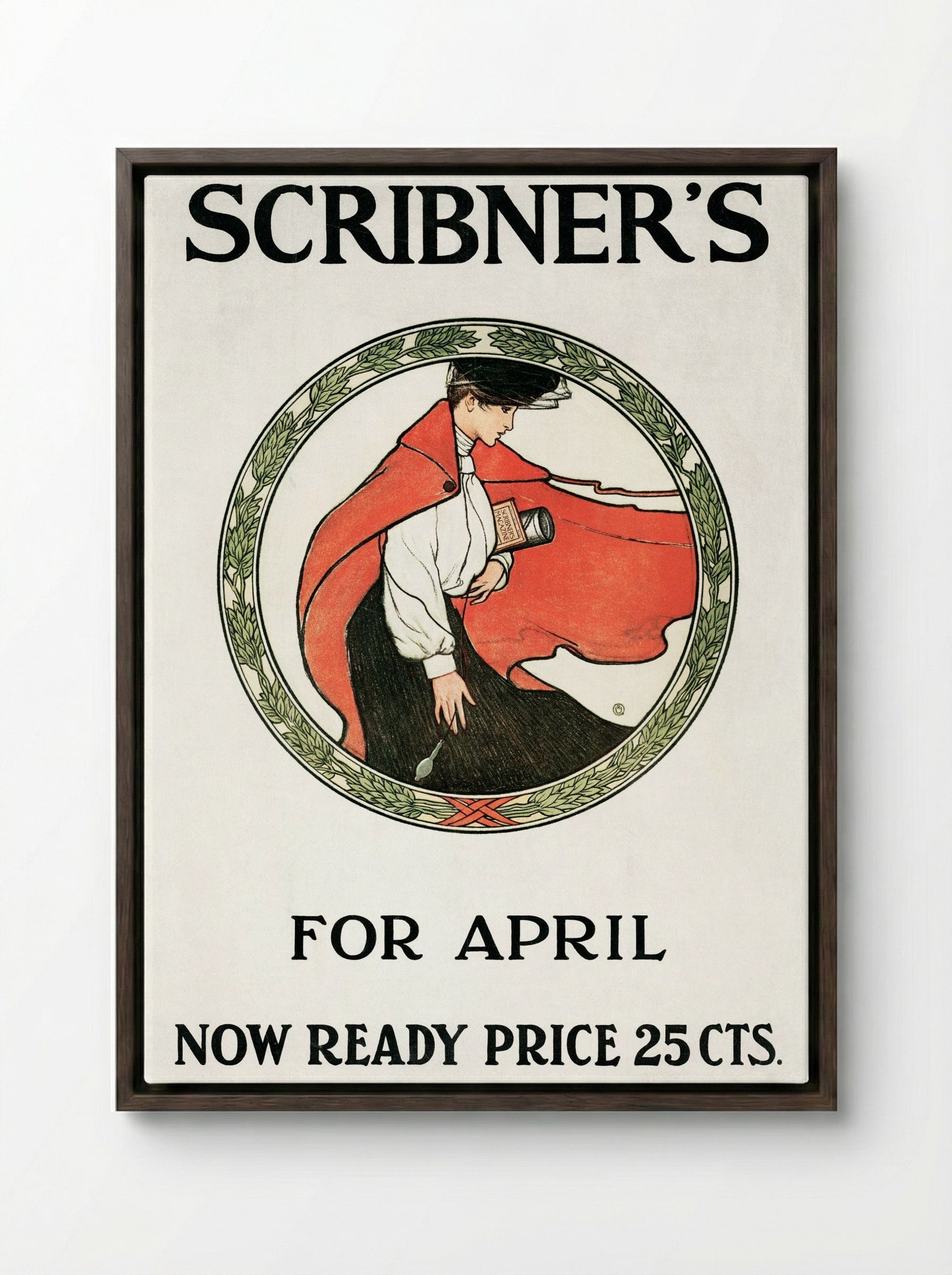 Scribner's for April - Edward Penfield - Framed Canvas Dark Wood