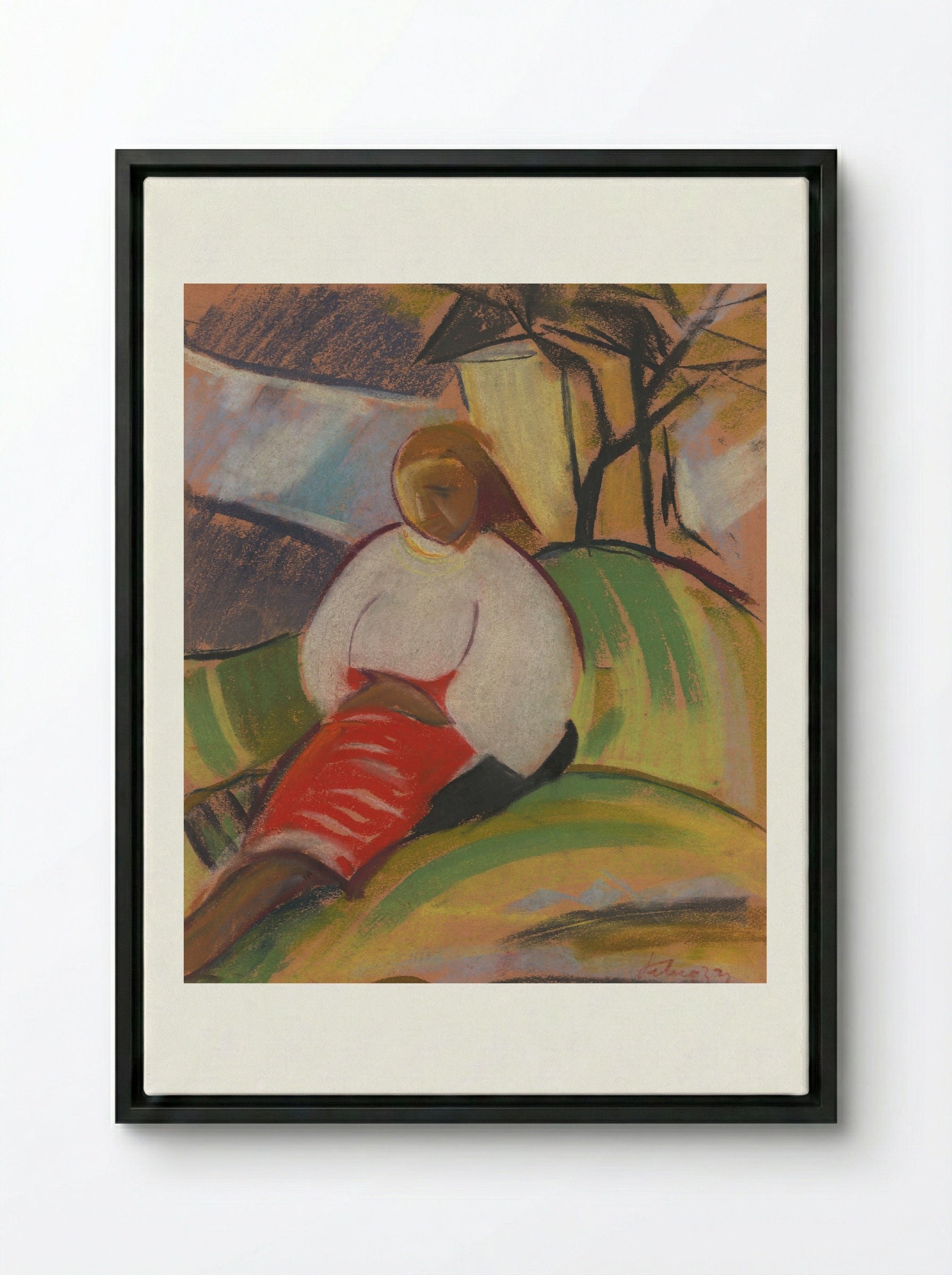 Girl in a Red Skirt - Zolo Palugyay - Framed Canvas Black