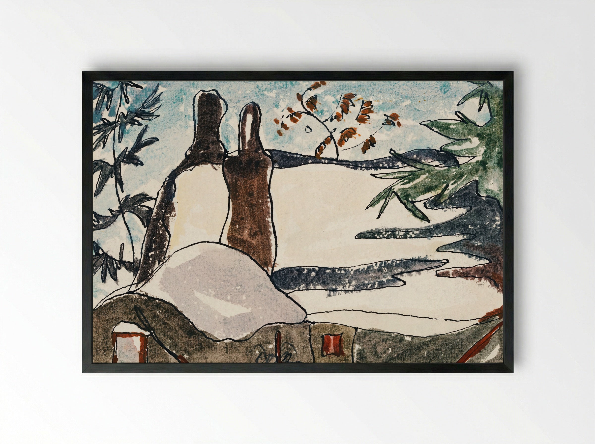 Snowy Rooftops and Trees - Arthur Dove - Framed Print Black
