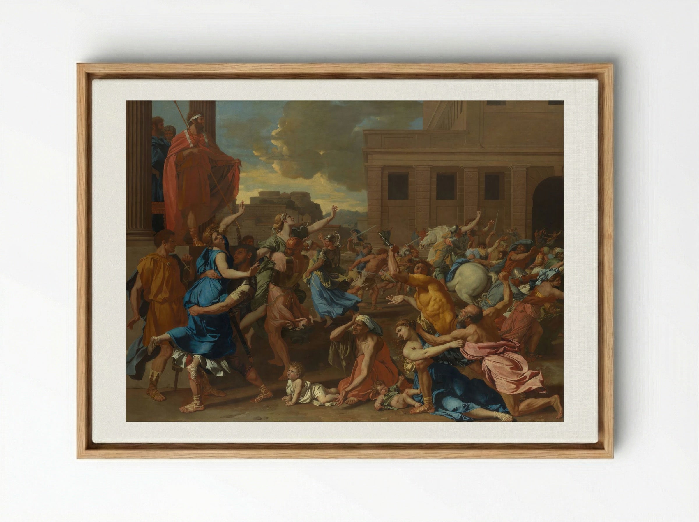 The Abduction of the Sabine Women - Nicolas Poussin - Framed Canvas Wood