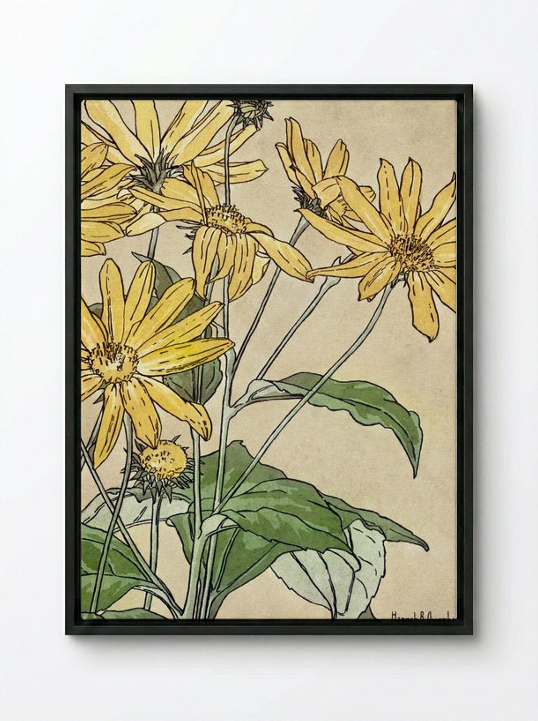 Sunflowers - Hannah Borger Overbeck - Framed Canvas Black