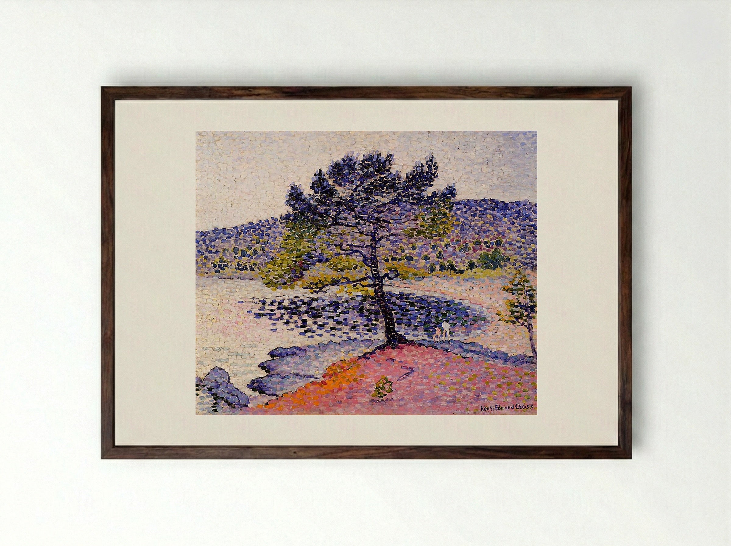 The Beach, Evening - Henri-Edmond Cross - Framed Print Dark Wood