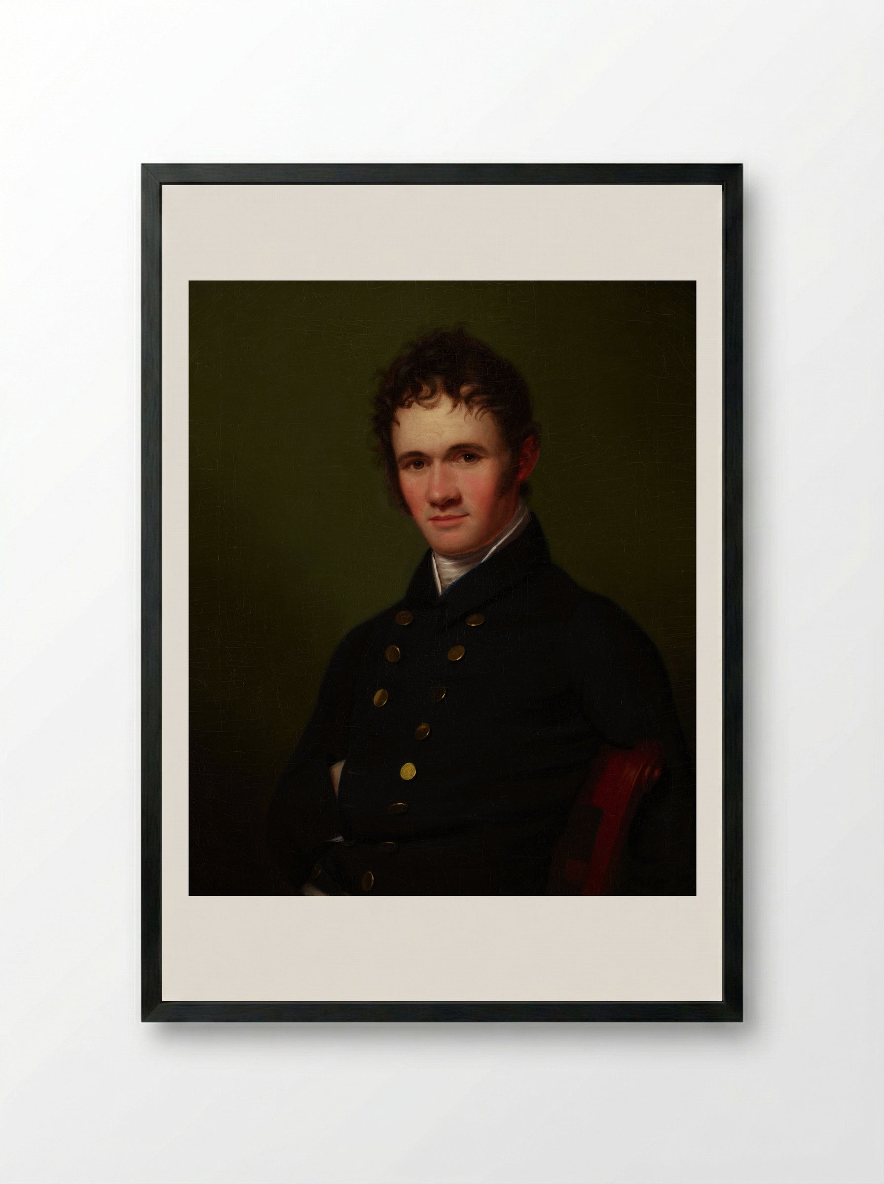 Portrait of a Man, Waist-Length, Seated - Fine Art Print - Framed Print Black