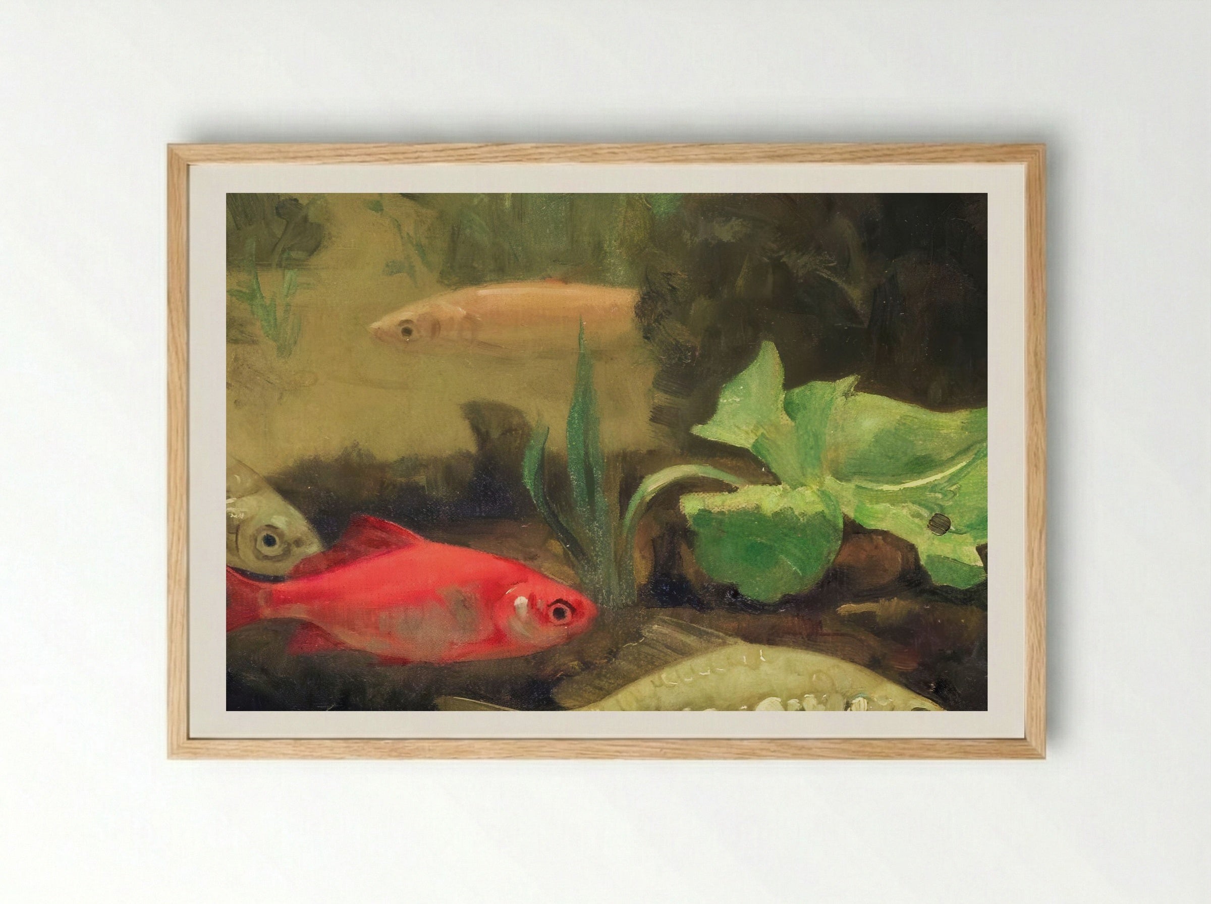 Gold and Silverfish in an Aquarium - Gerrit Willem Dijsselhof - Framed Print Wood