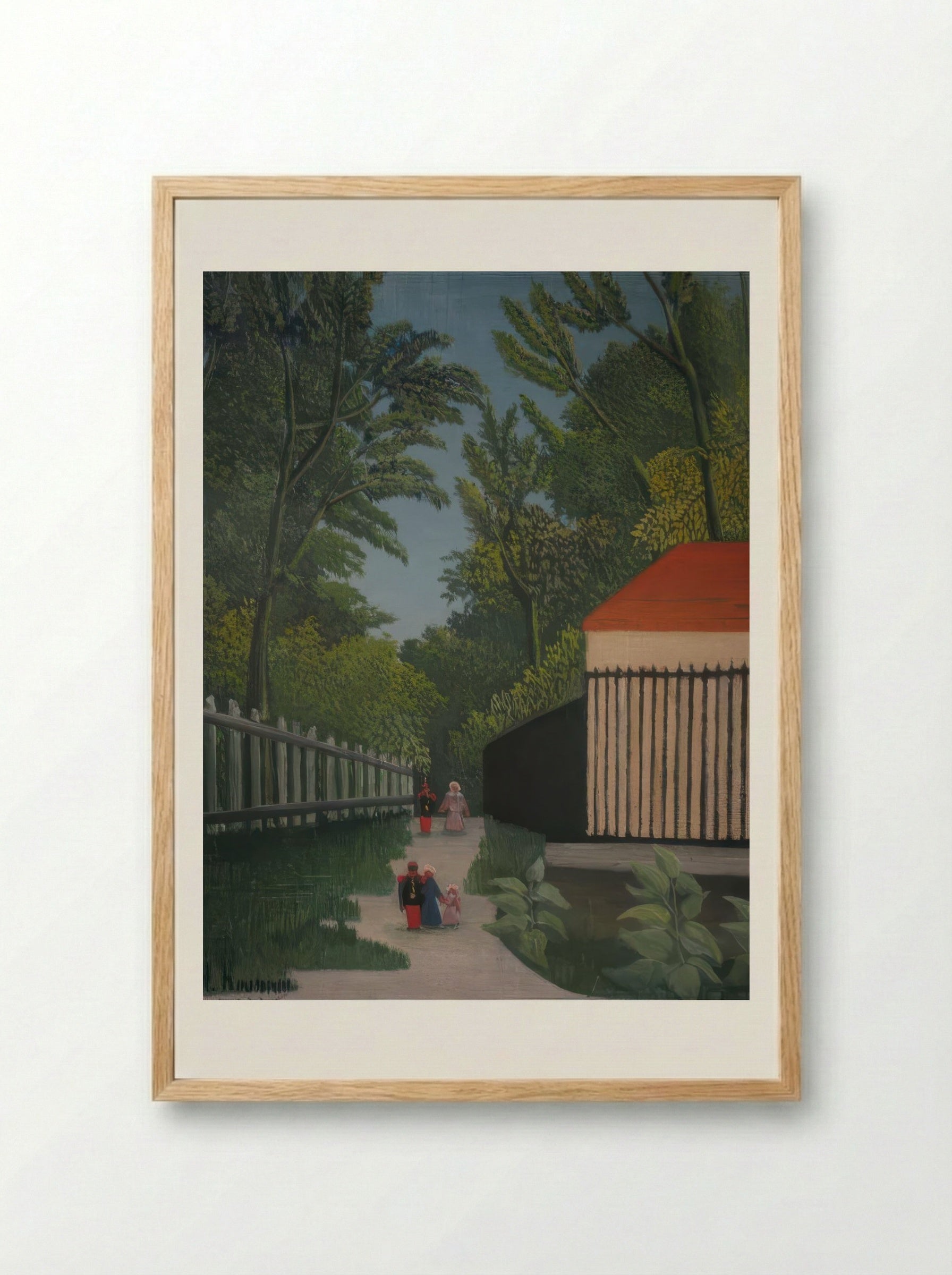Landscape in Montsouris Park with Five Figures by Henri Rousseau – Naïve Parisian Park Scene Print - Framed Print Wood