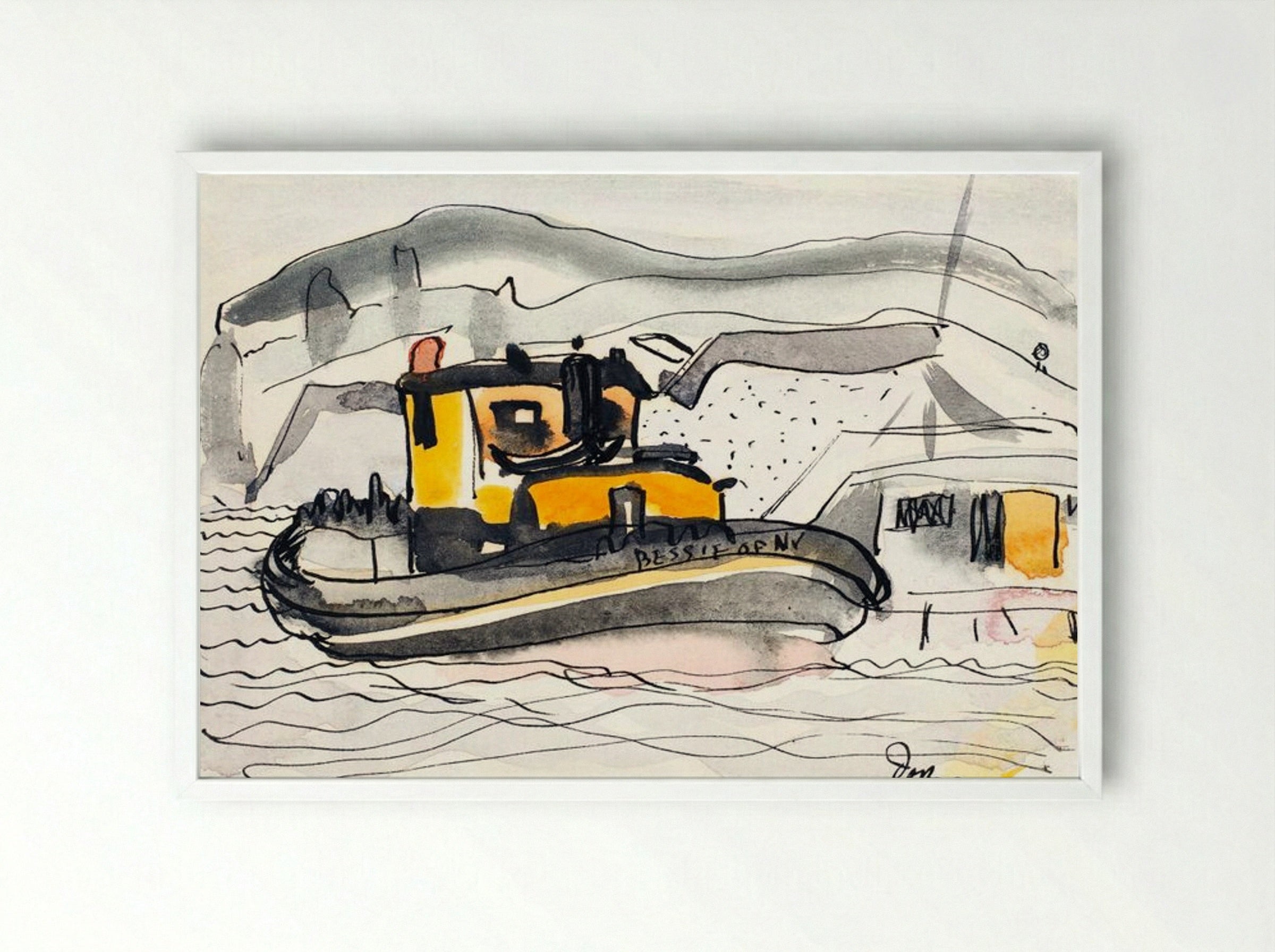 Study for 'The Bessie of New York' - Arthur Dove - Framed Print White