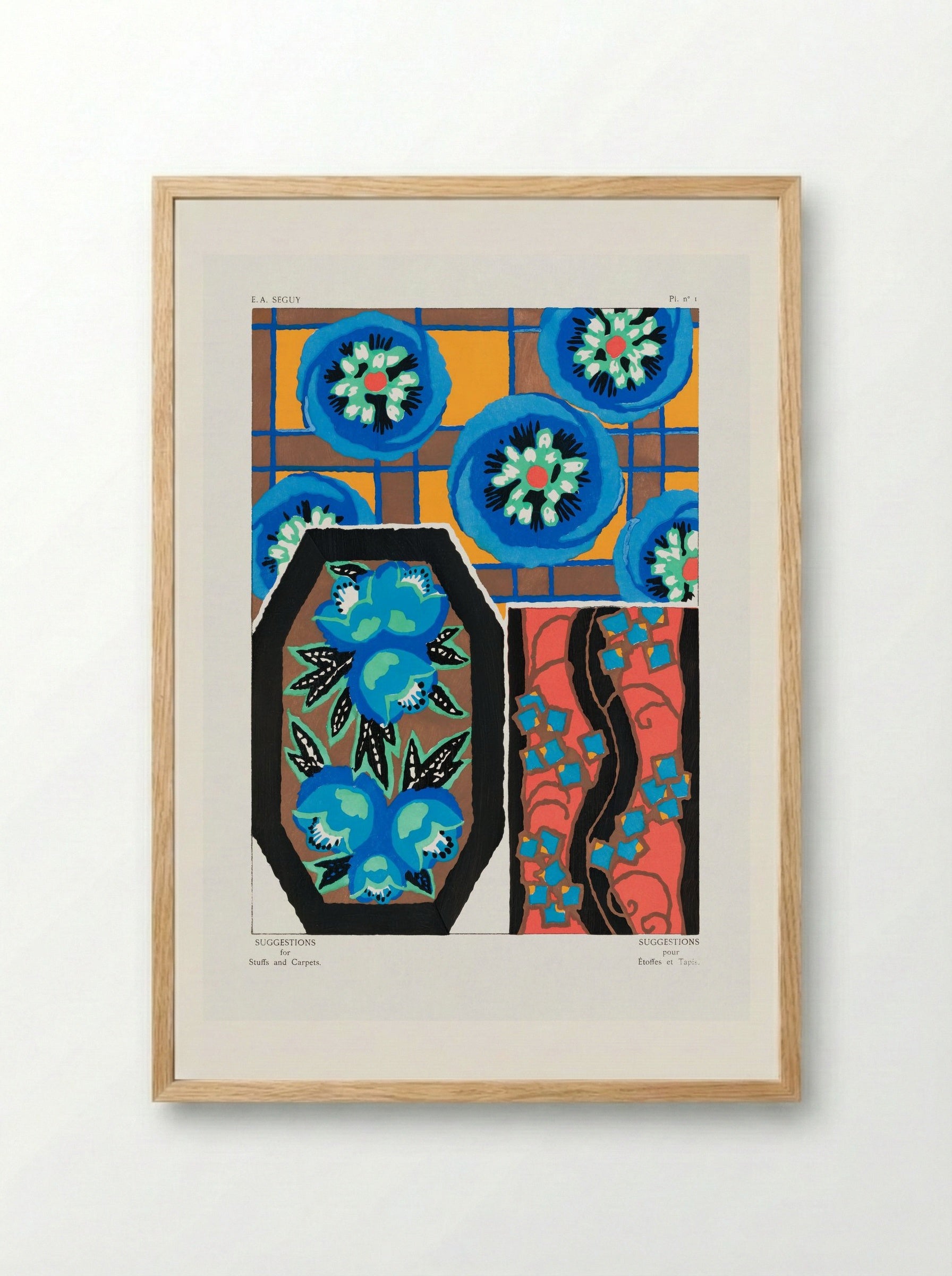 Suggestions for Stuffs and Carpets, Plate 1 - Émile-Allain Séguy - Framed Print Wood