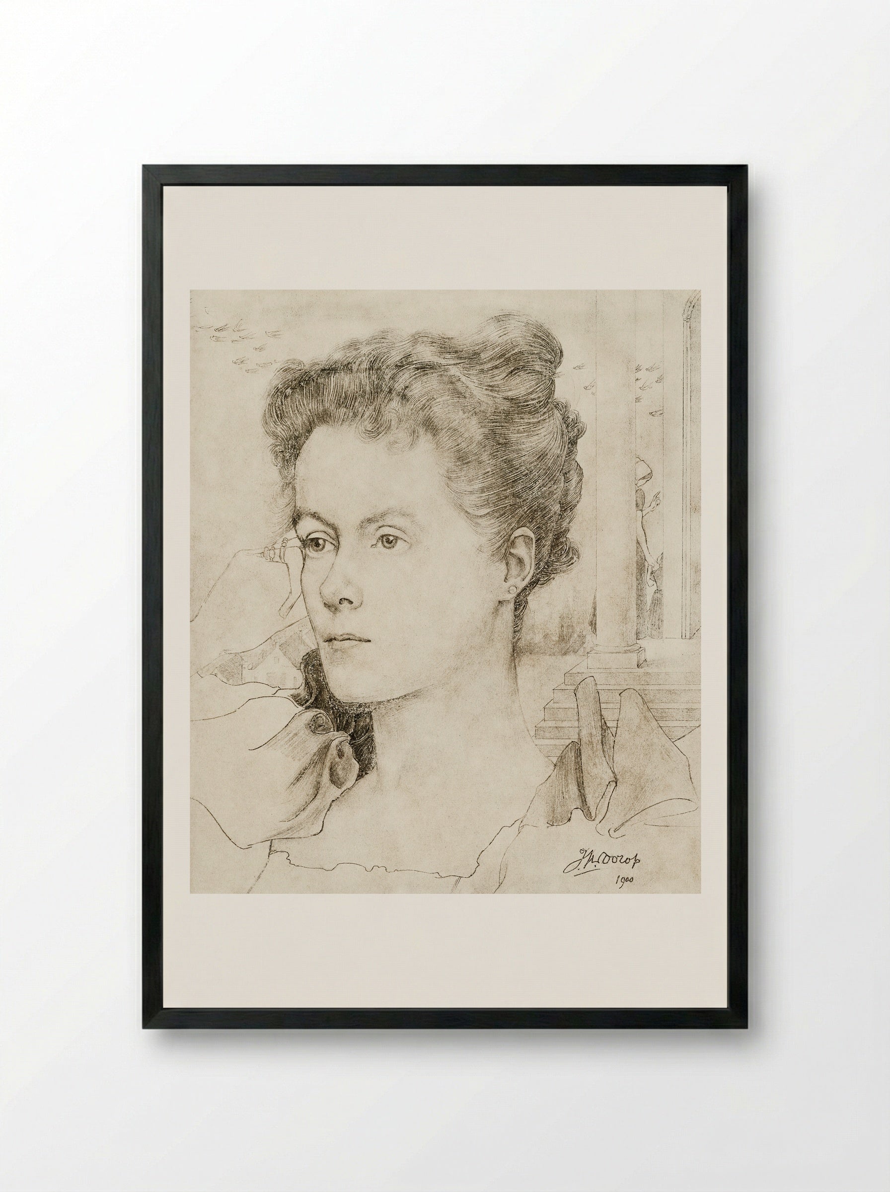 Portrait of Annie Hall or Janet Hall - Jan Toorop - Framed Print Black