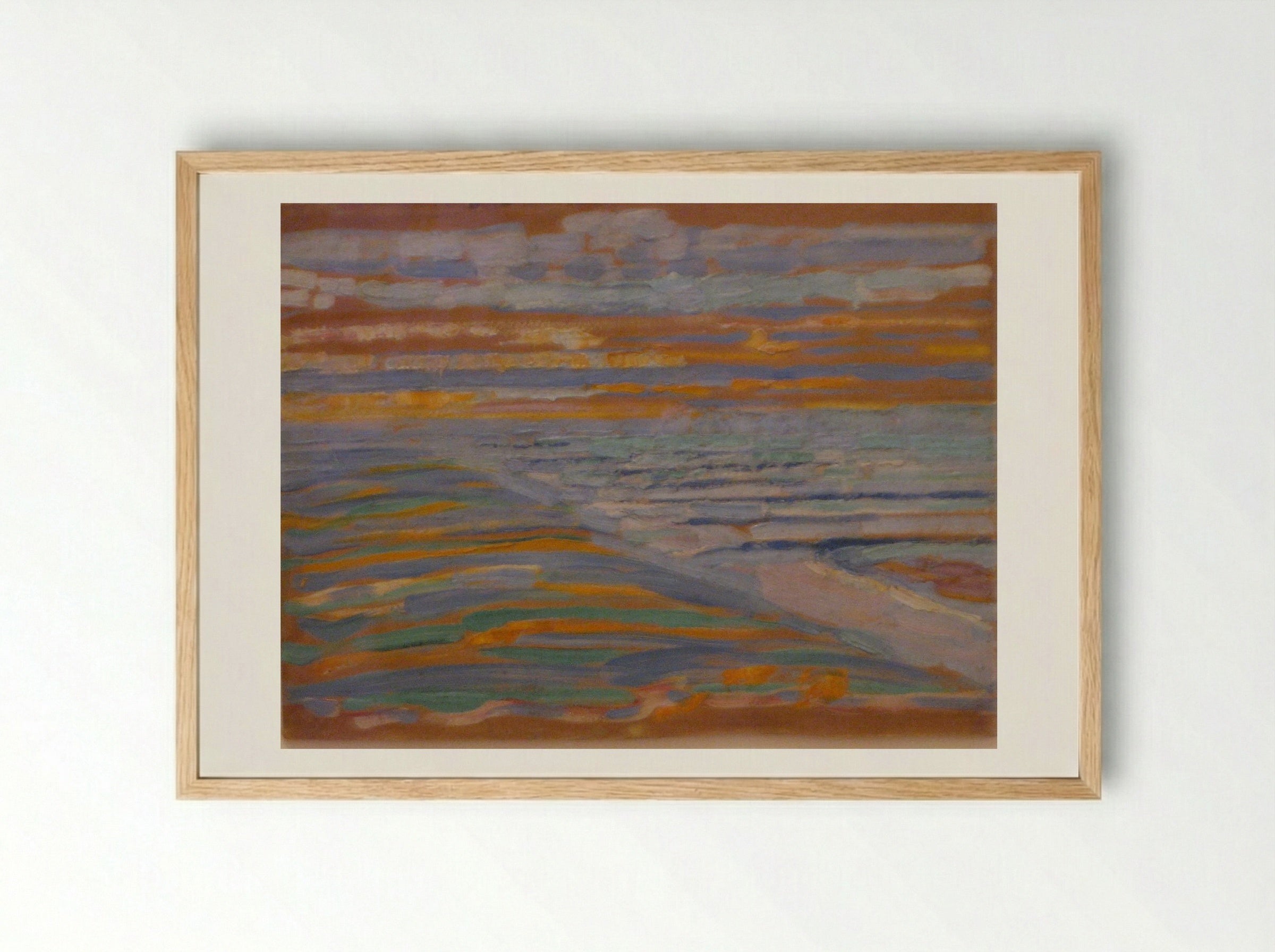 View from the Dunes with Beach and Piers - Fine Art Print - Framed Print Wood