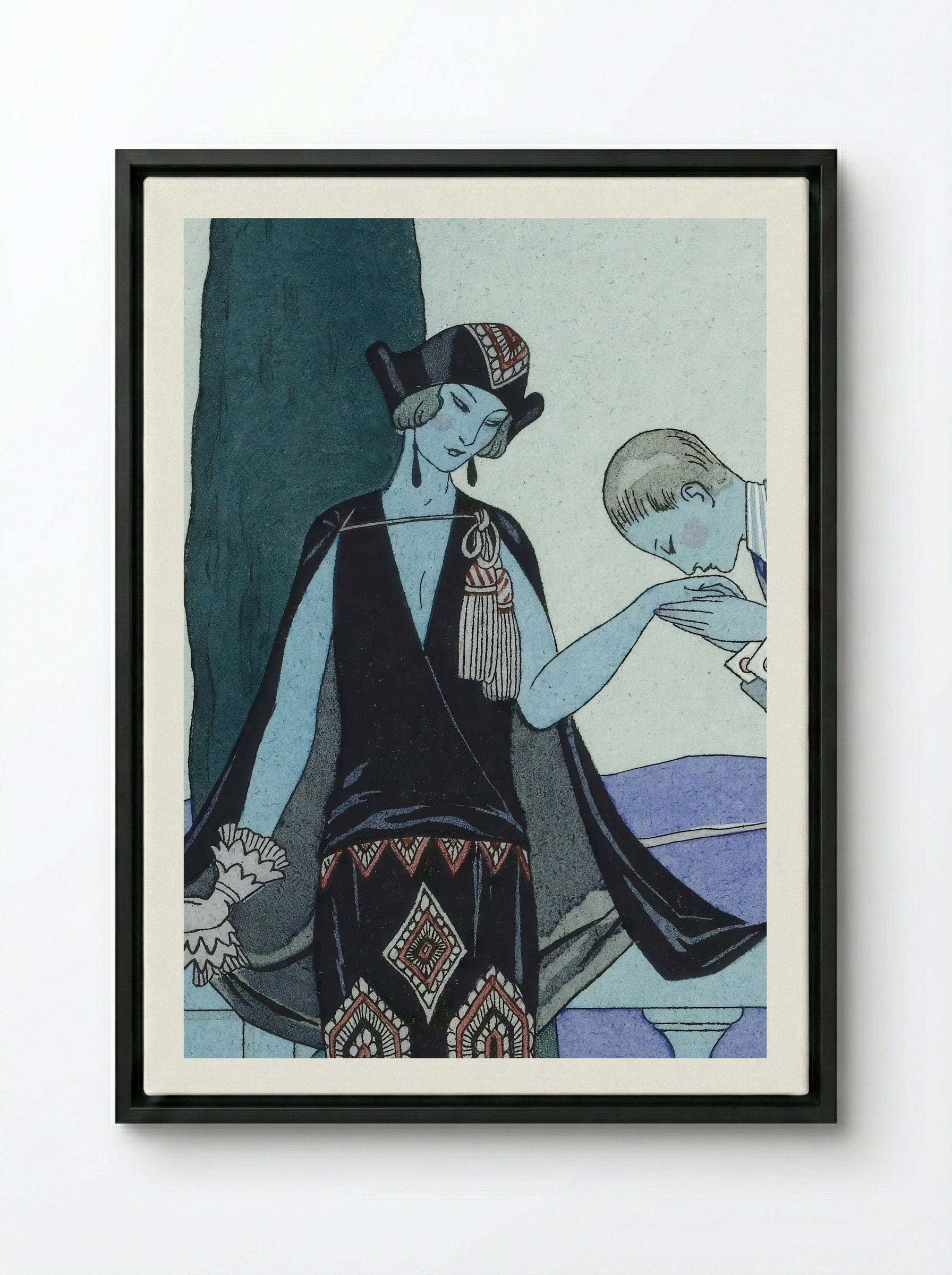 La Villa d'Este - George Barbier - Framed Canvas Black