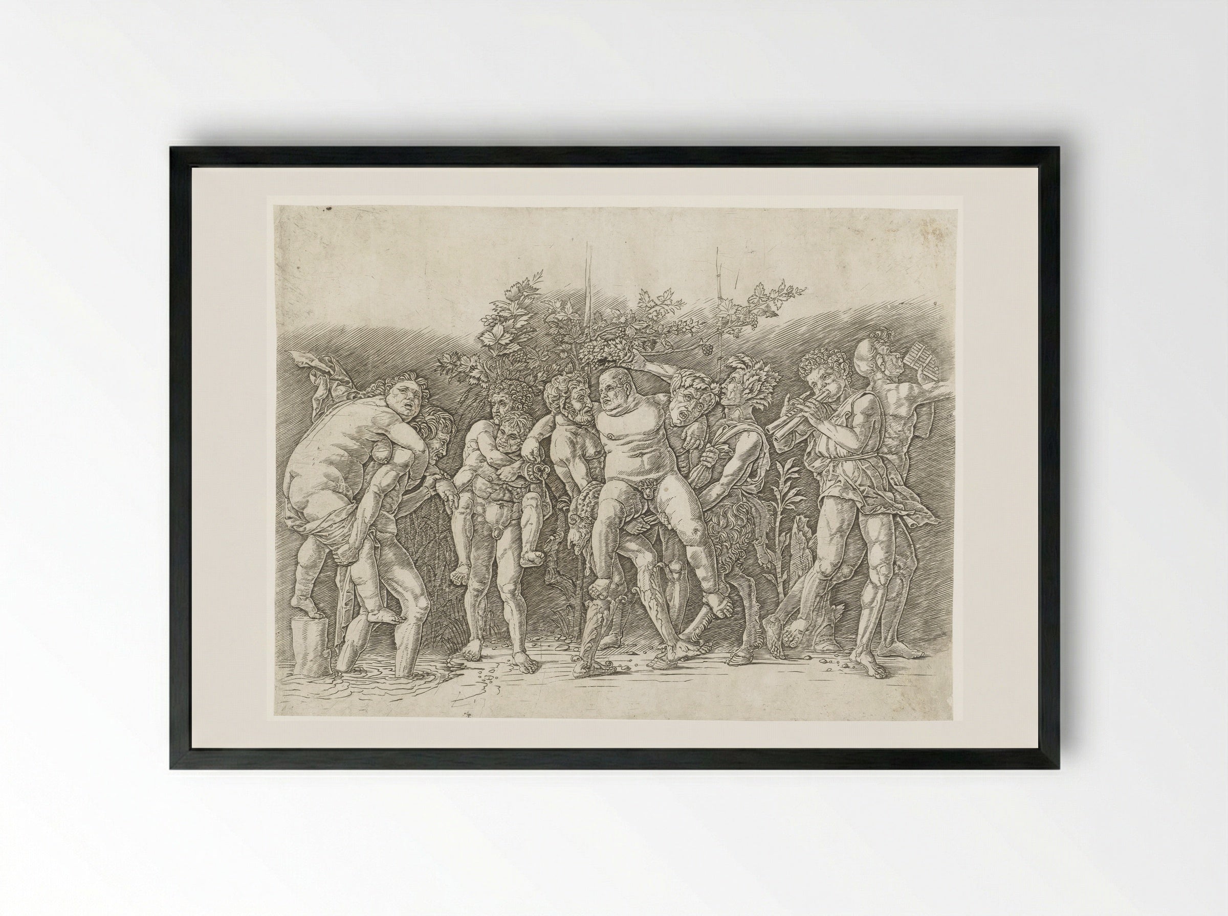 Bacchanaal met Silenus - Andrea Mantegna - Framed Print Black