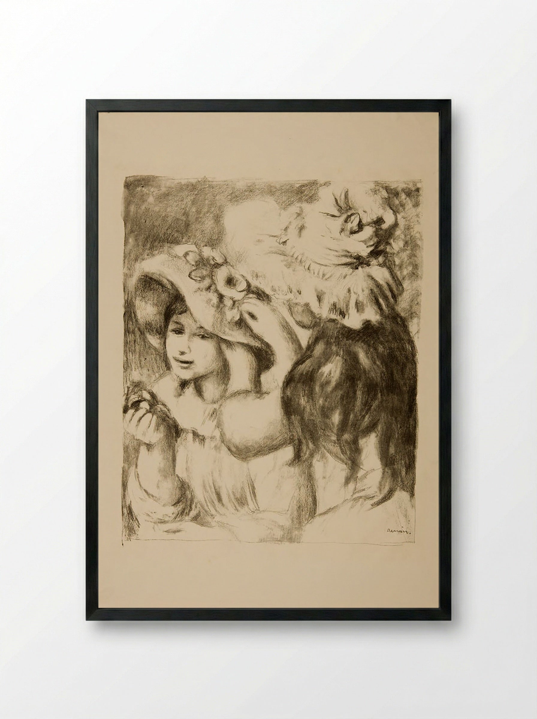 The Pinned Hat - Pierre-Auguste Renoir - Framed Print Black