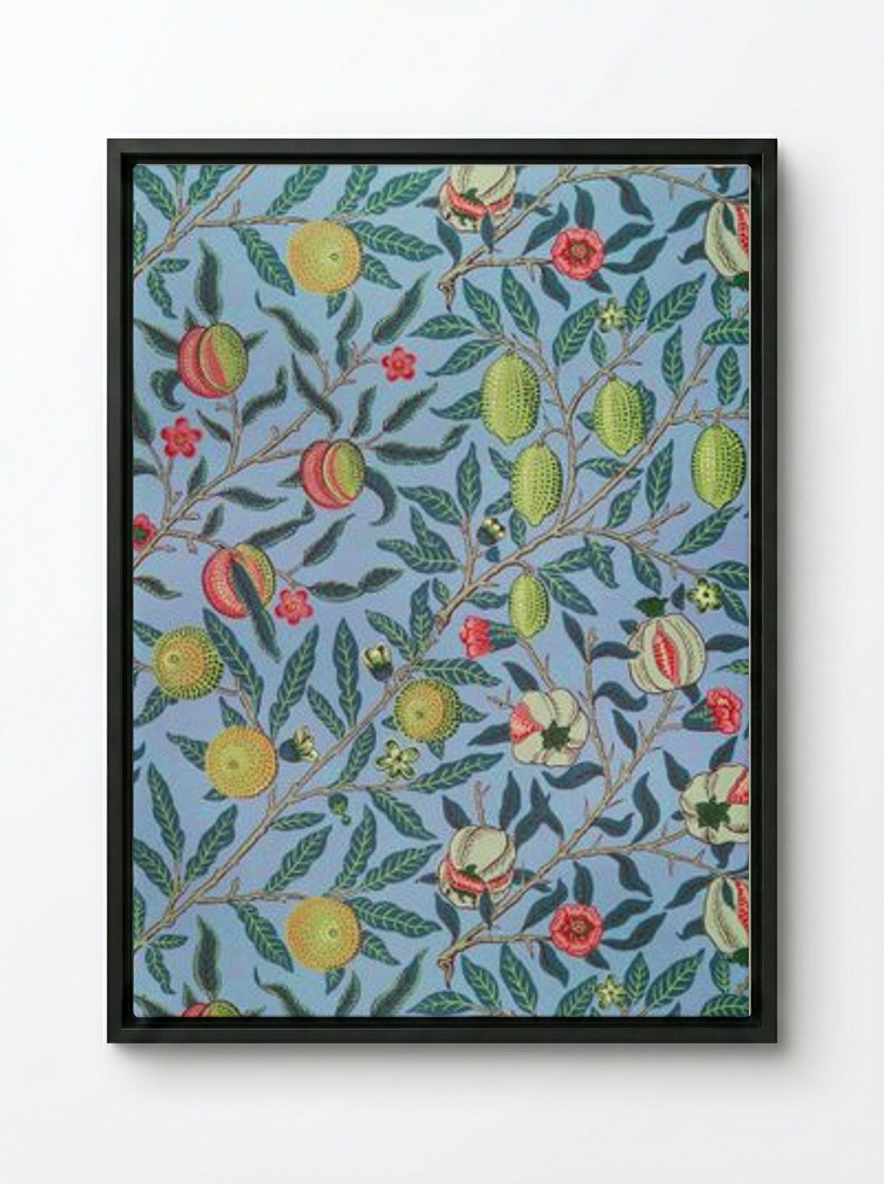 Fruit or Pomegranate - William Morris - Framed Canvas Black