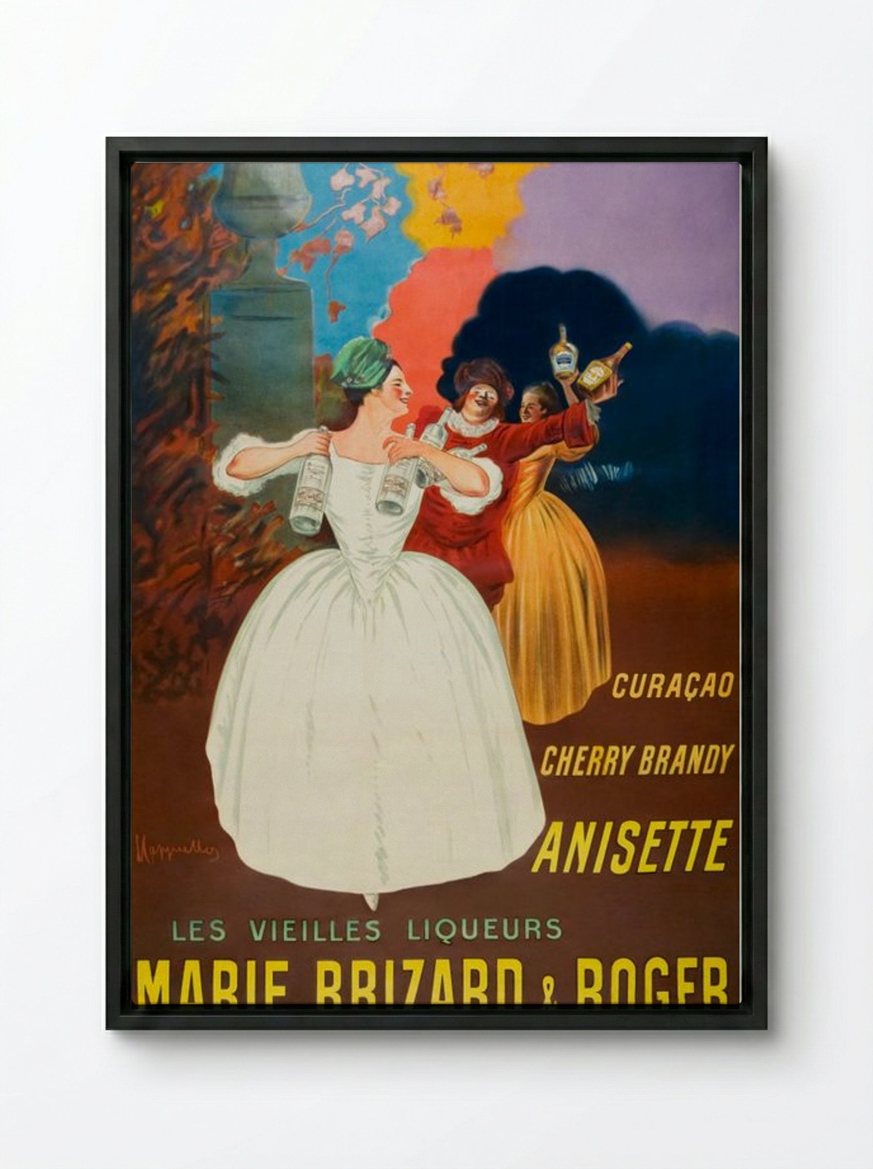 The Old Liqueurs Marie Brizard & Roger - Leonetto Cappiello - Framed Canvas Black