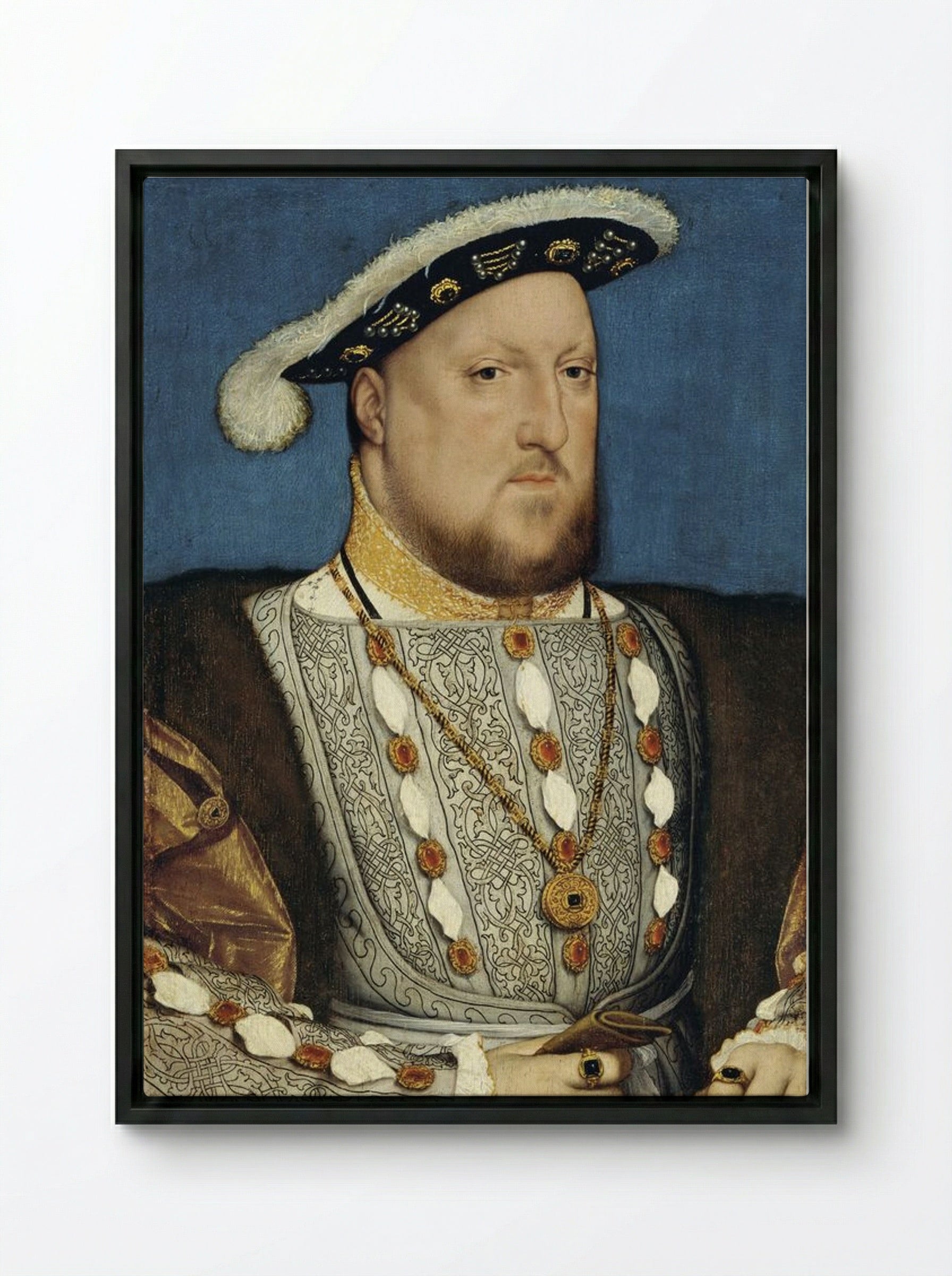 Portrait of Henry VIII of England - Hans Holbein the Younger - Framed Canvas Black