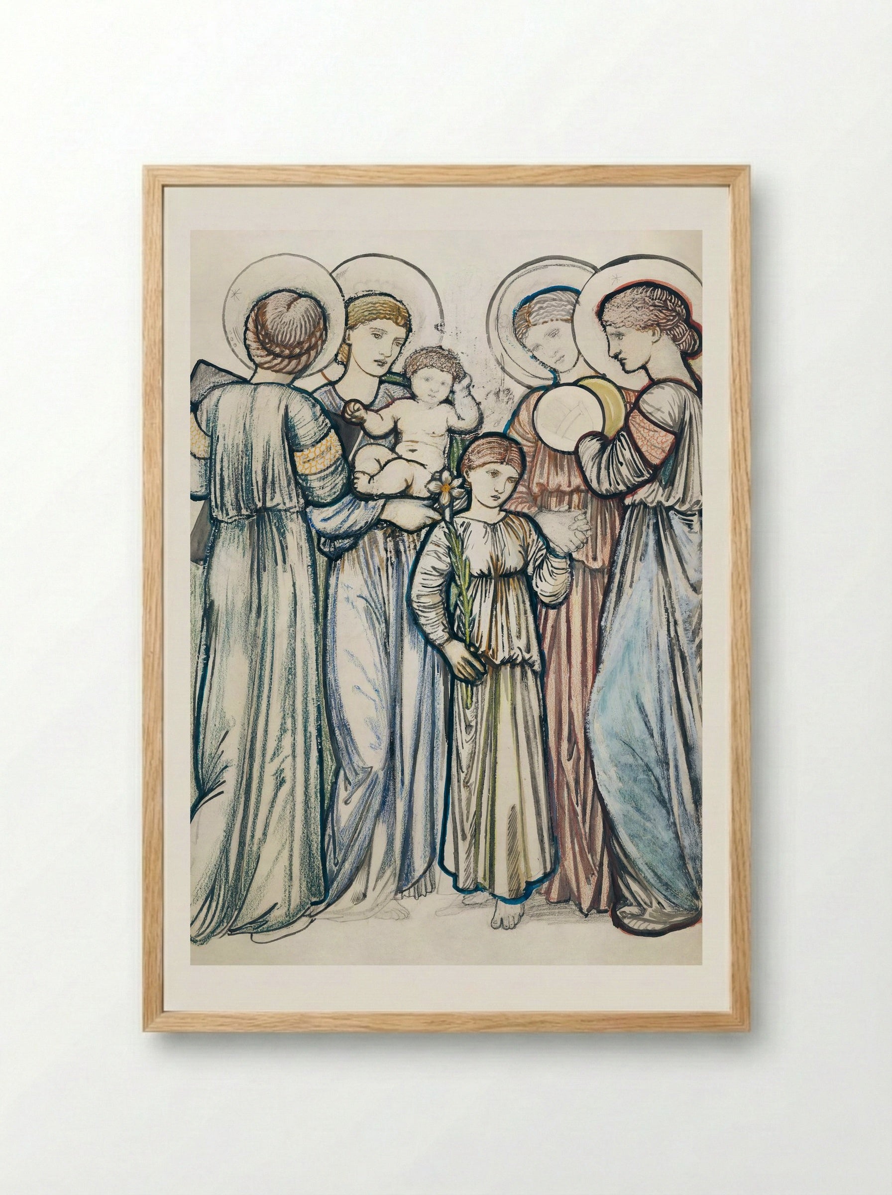 Angels and Children - Edward Burne-Jones - Framed Print Wood