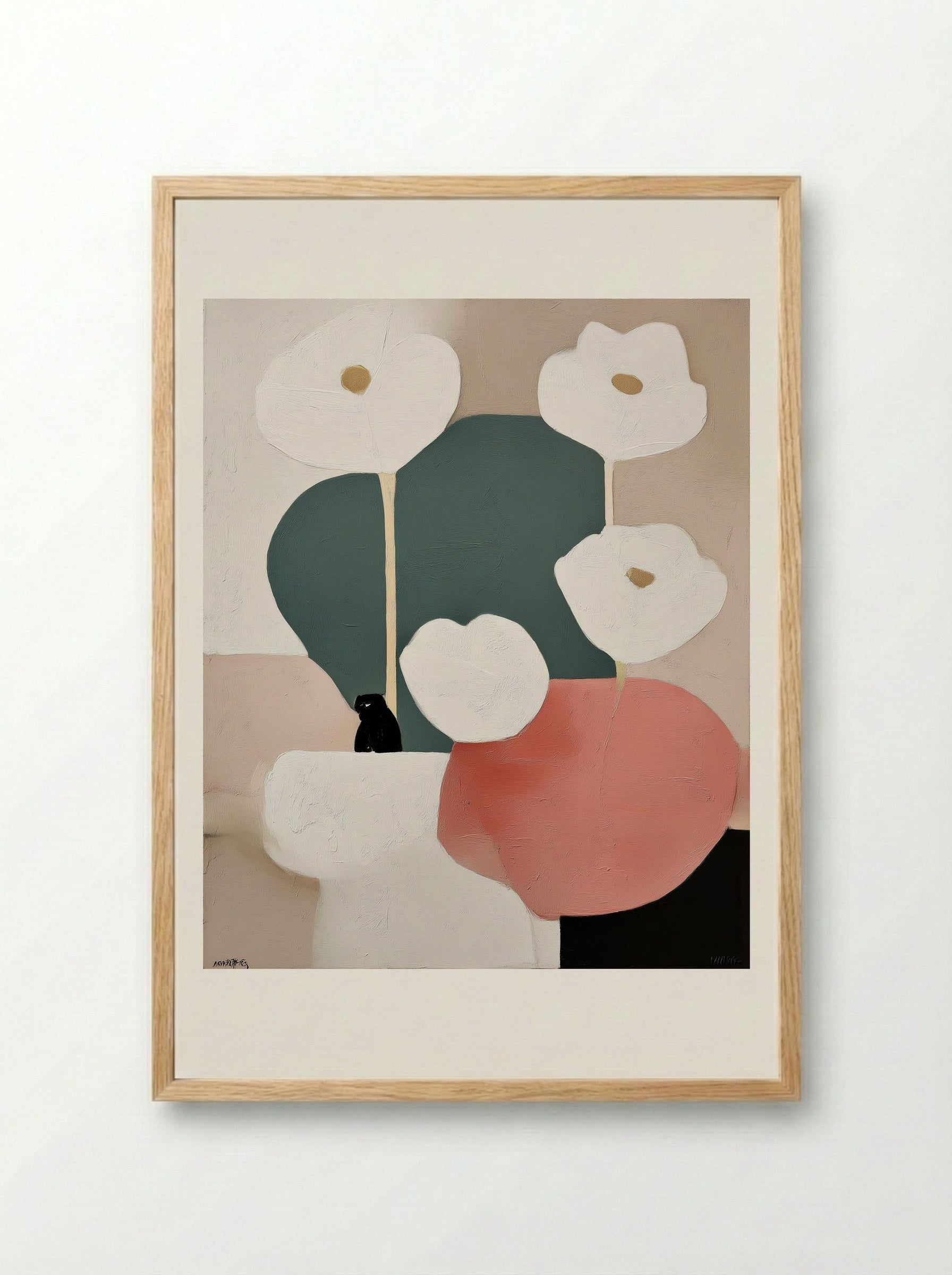 Whispered Garden Shapes - Framed Print Wood