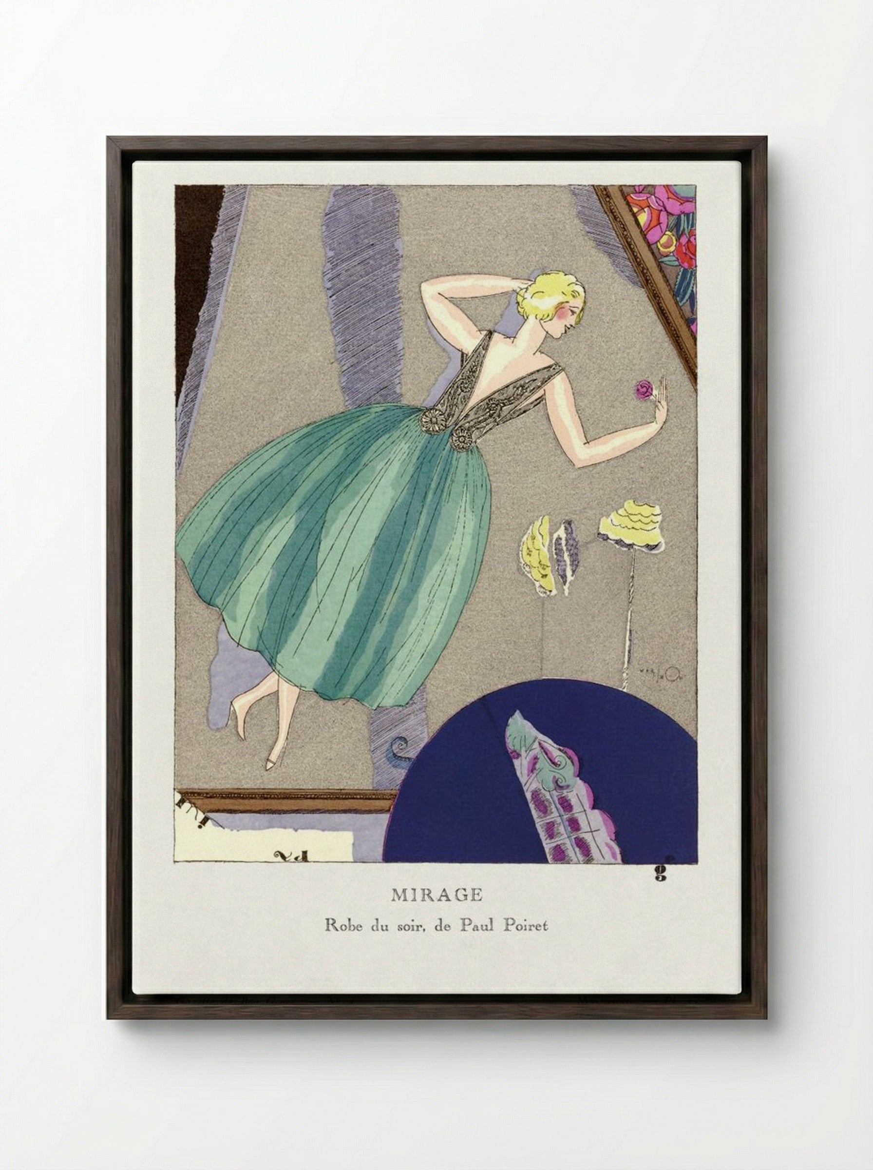 Mirage, Evening Gown Design - Paul Poiret - Framed Canvas Dark Wood