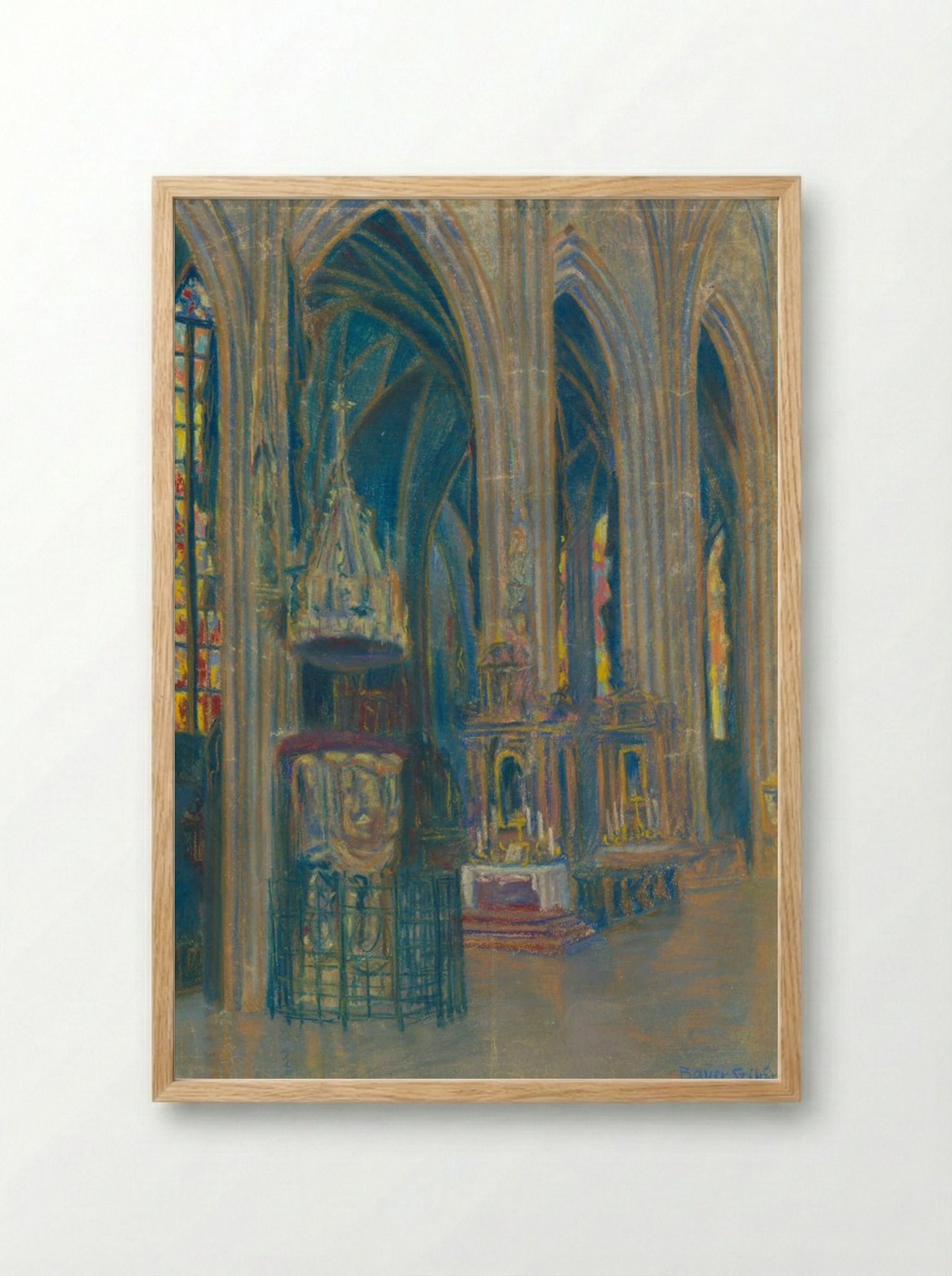 The Interior of the Košice Cathedral - Konstantin Bauer - Framed Print Wood