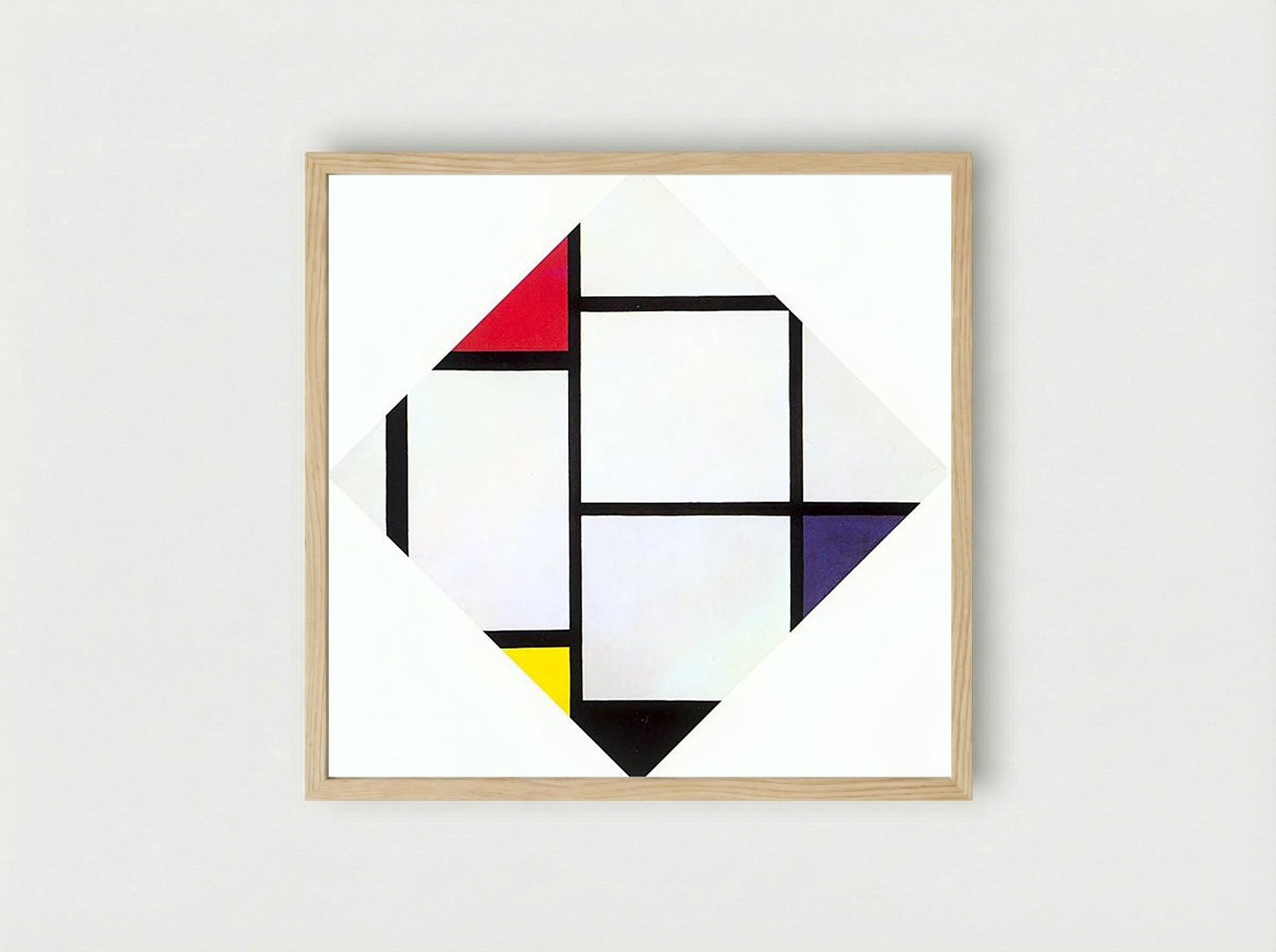 Lozenge Composition with Red, Gray, Blue, Yellow, and Black - Piet Mondrian - Framed Print Wood