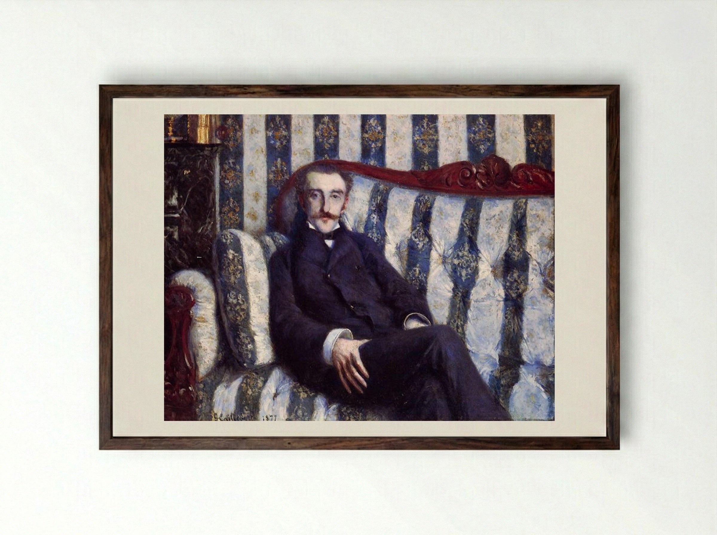 Portrait of a Man - Gustave Caillebotte - Framed Print Dark Wood
