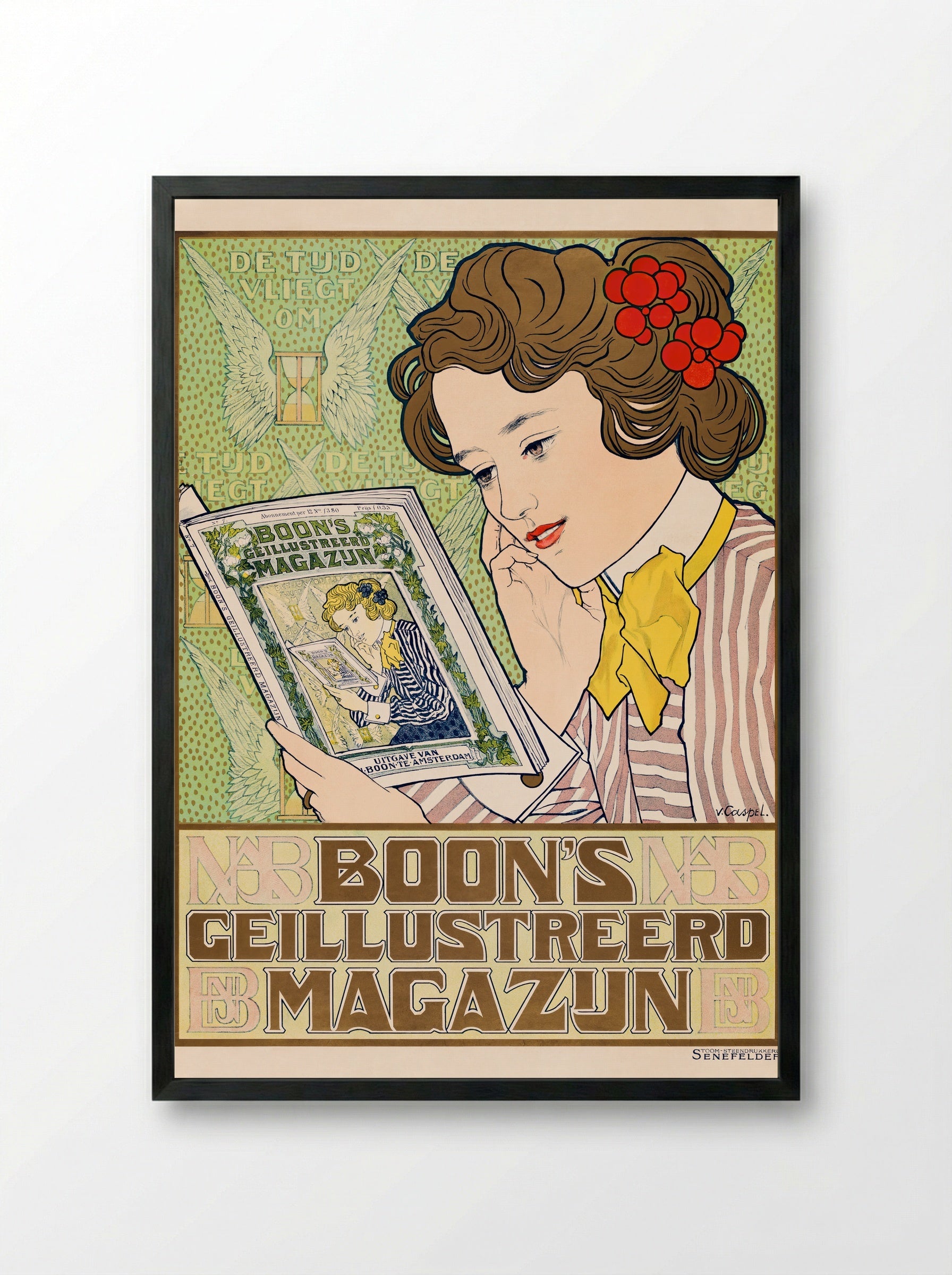 Affiche voor Boon's Geïllustreerd Magazijn - Johann Georg van Caspel - Framed Print Black