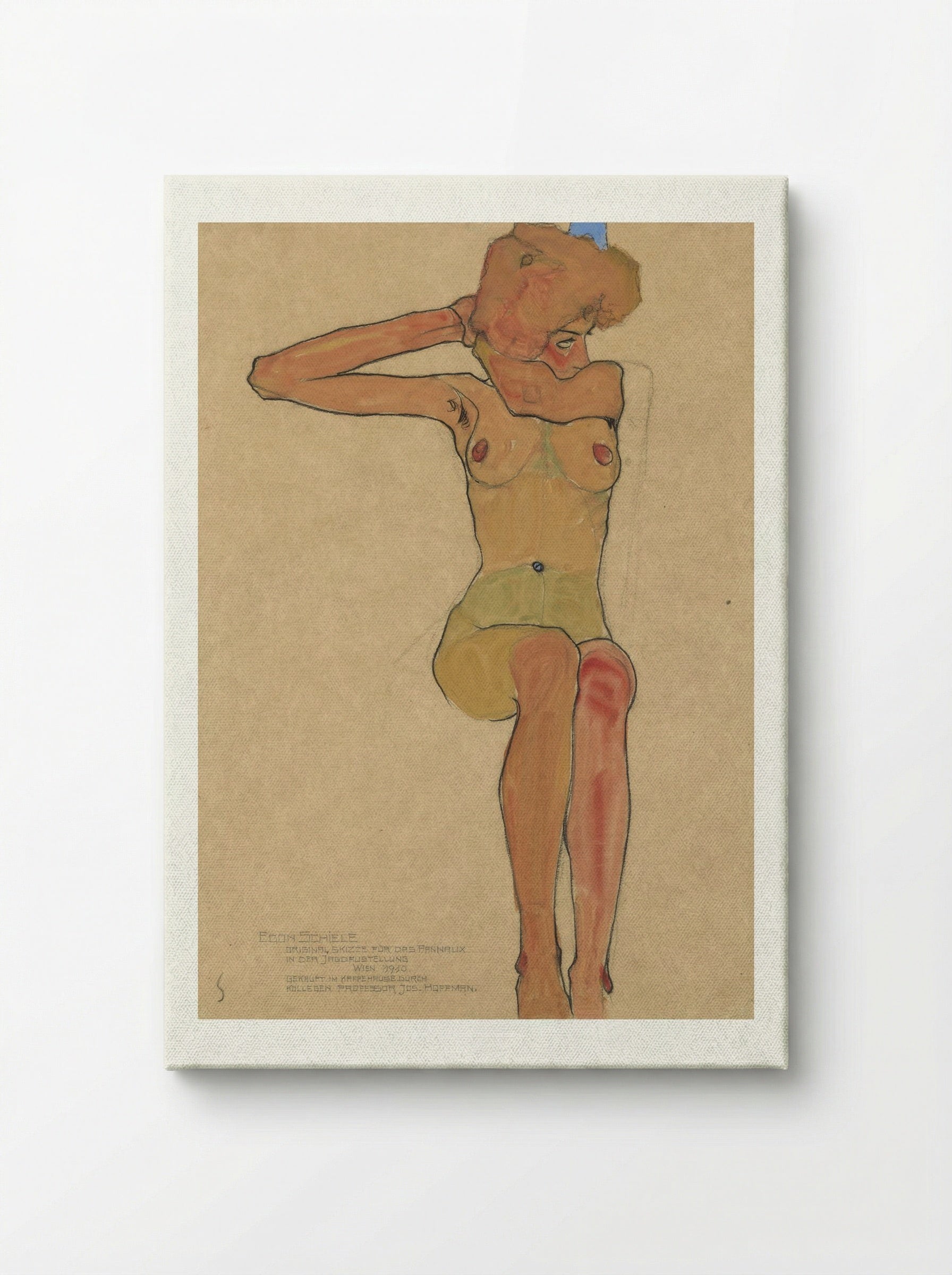Mädchenakt Gertrude (Seated Nude) - Egon Schiele - Canvas