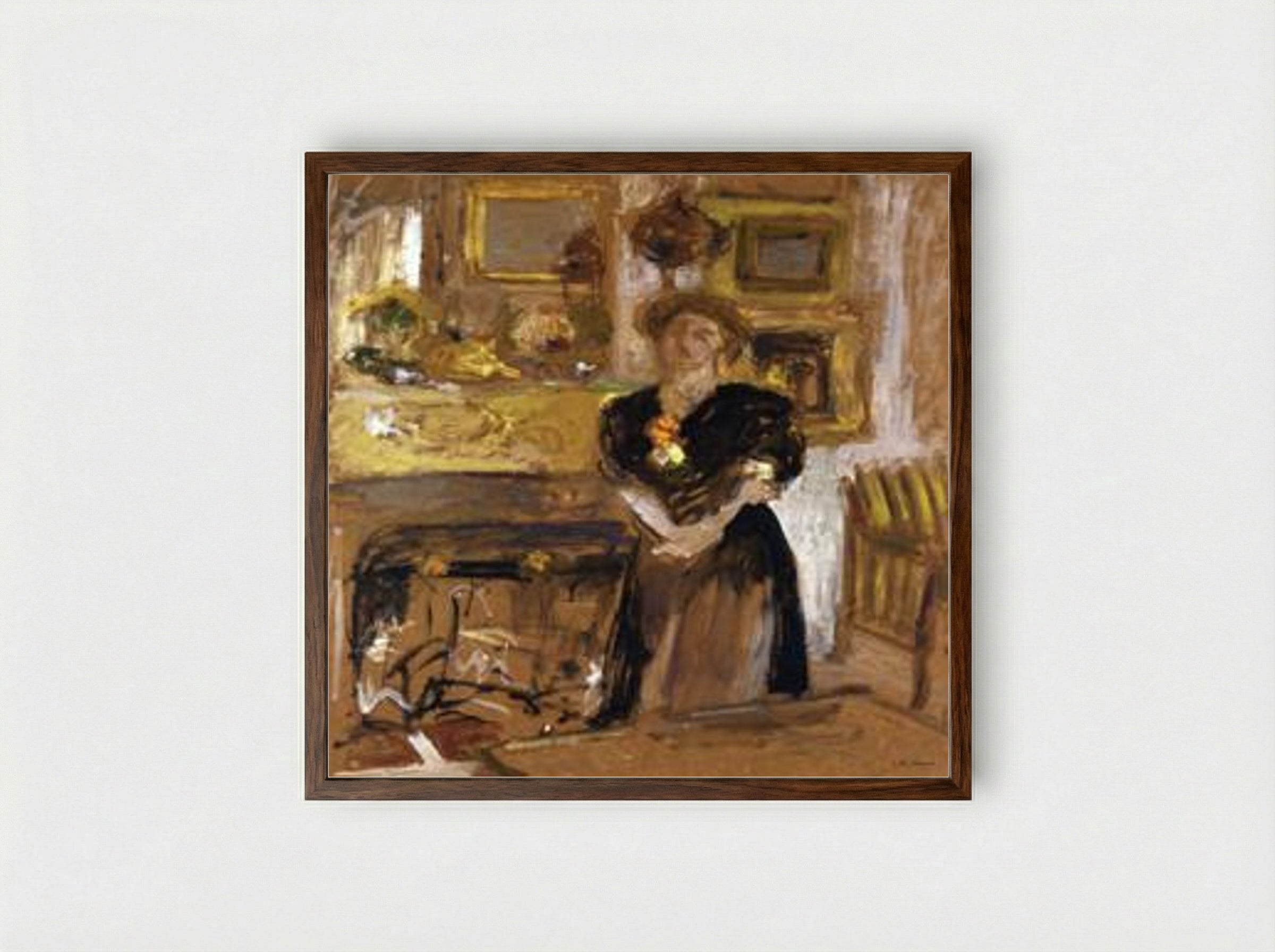 Portrait of Madame Marie des Jardins Fontaine - Édouard Vuillard - Framed Print Dark Wood
