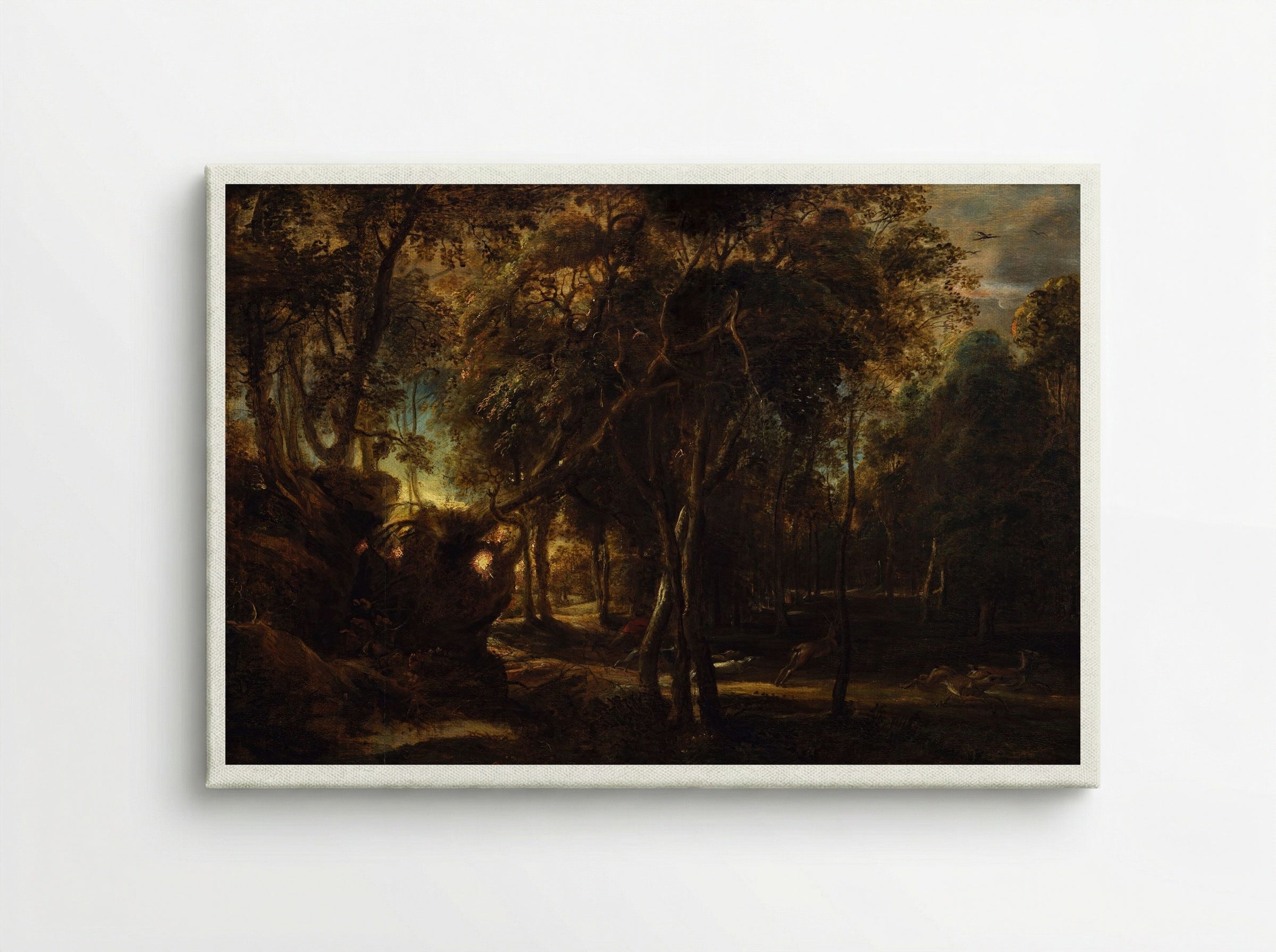 A Forest at Dawn with a Deer Hunt - Peter Paul Rubens - Canvas