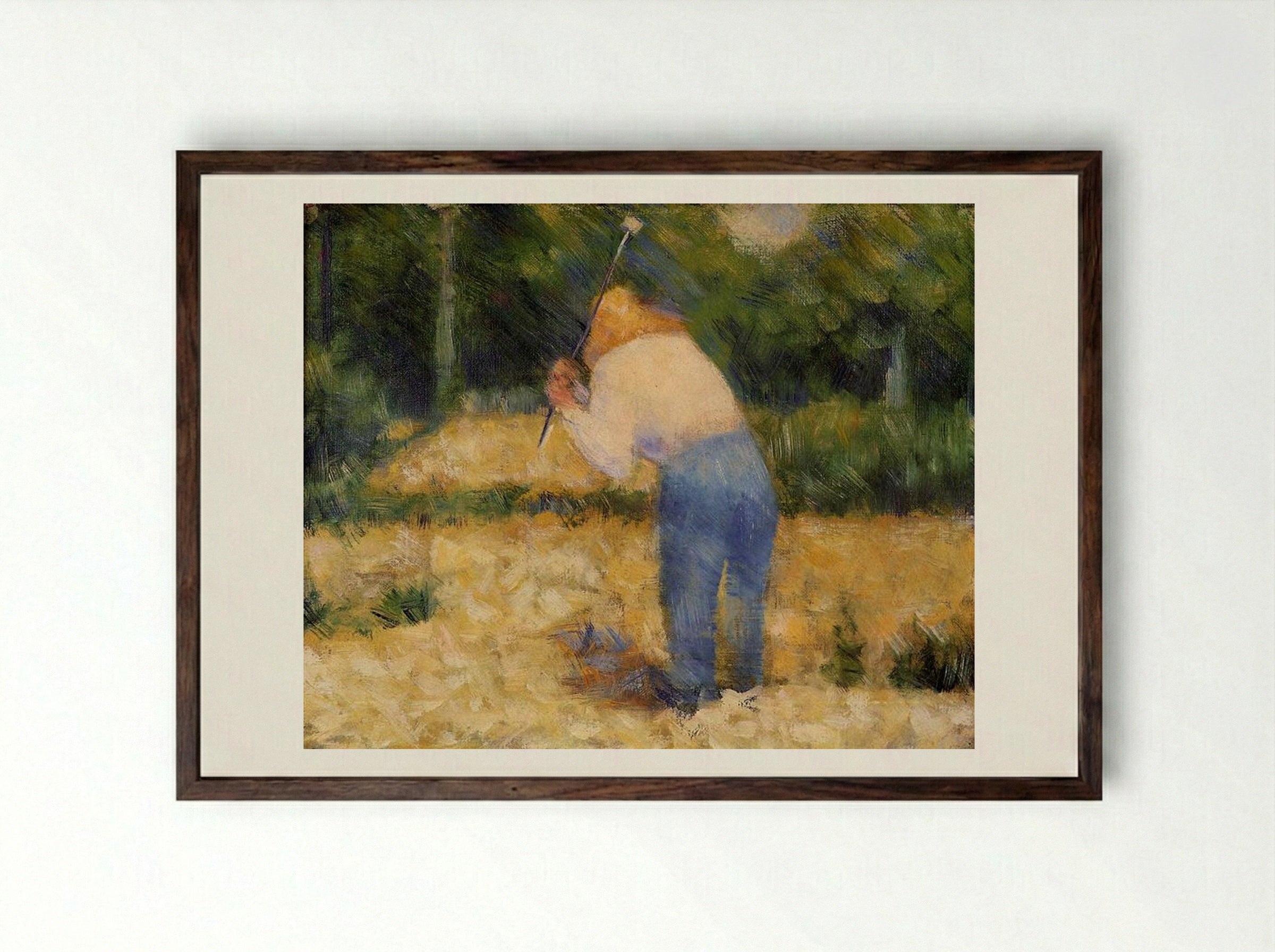 The Stone Breaker - Georges Seurat - Framed Print Dark Wood