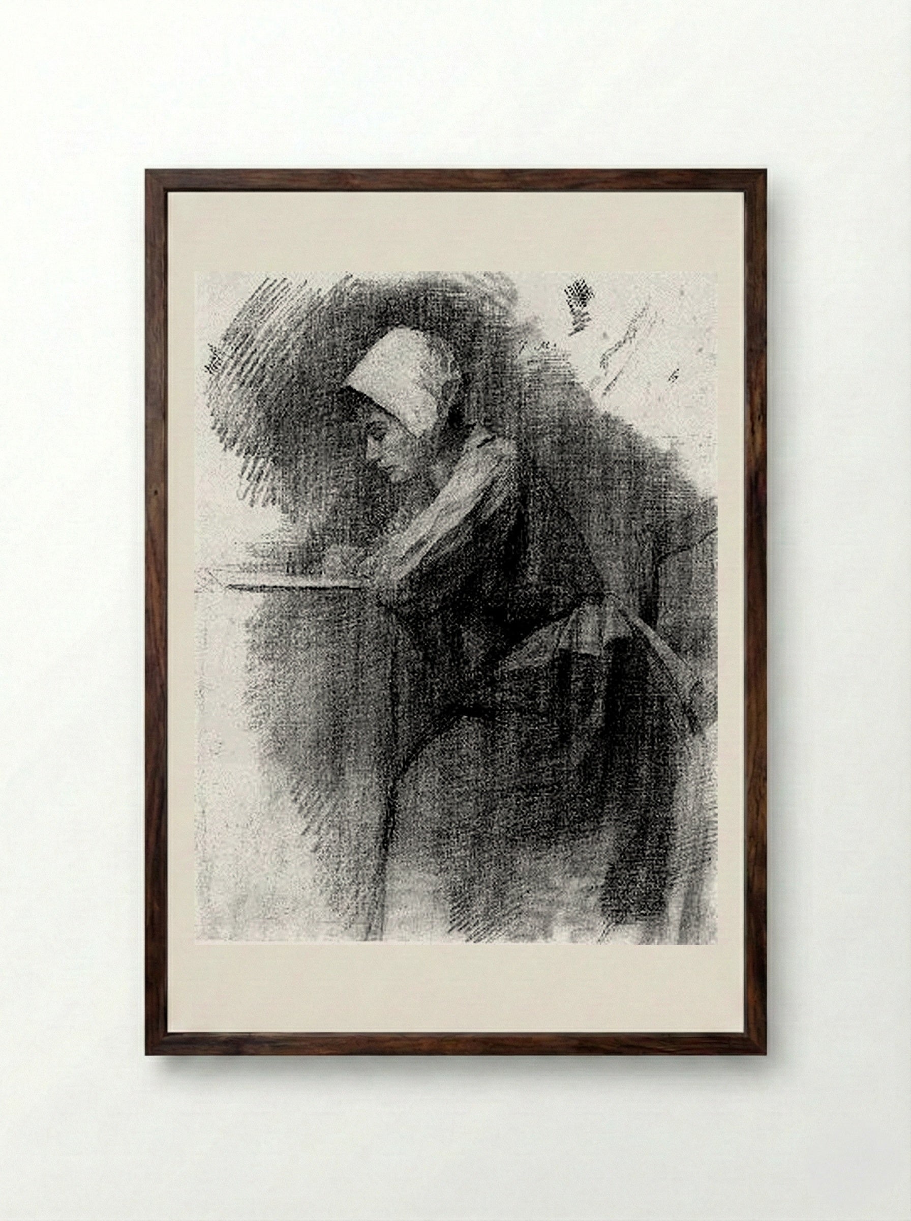 Girl Writing (Study) - Vincent van Gogh - Framed Print Dark Wood