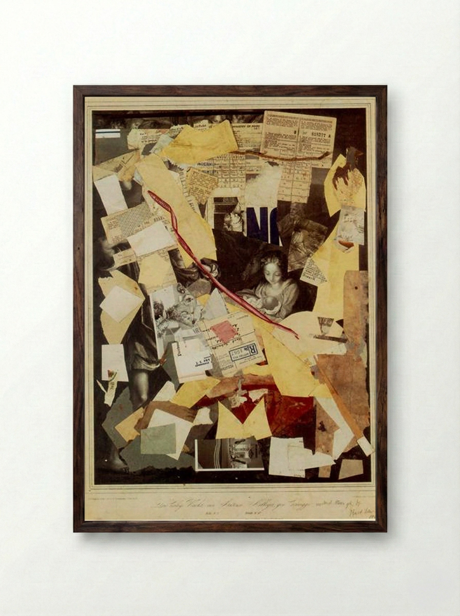 The Holy Night by Antoni Allegri, known as Correggio... (Kurt Schwitters) - Kurt Schwitters - Framed Print Dark Wood