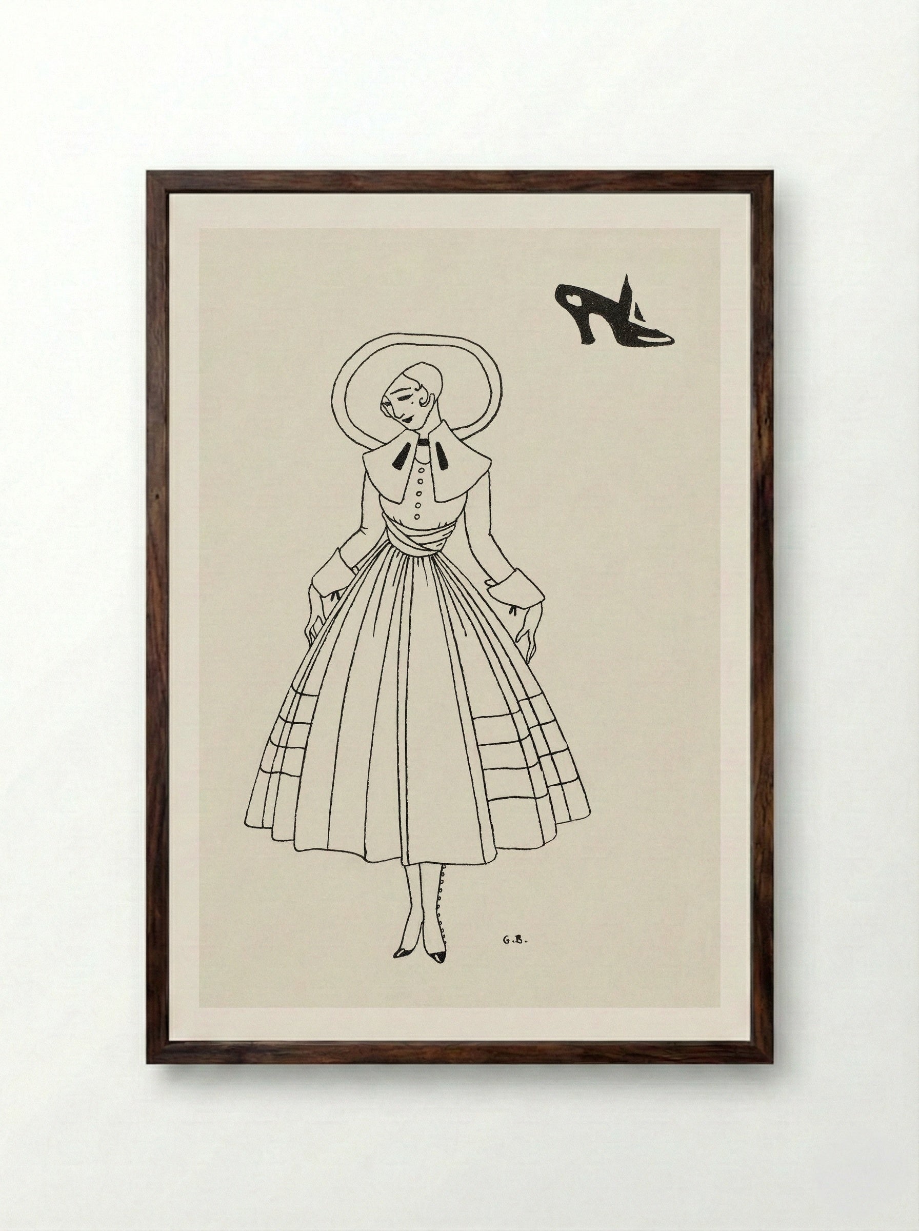 No. 8 (Fashion Illustration from Gazette du Bon Ton) - George Barbier - Framed Print Dark Wood