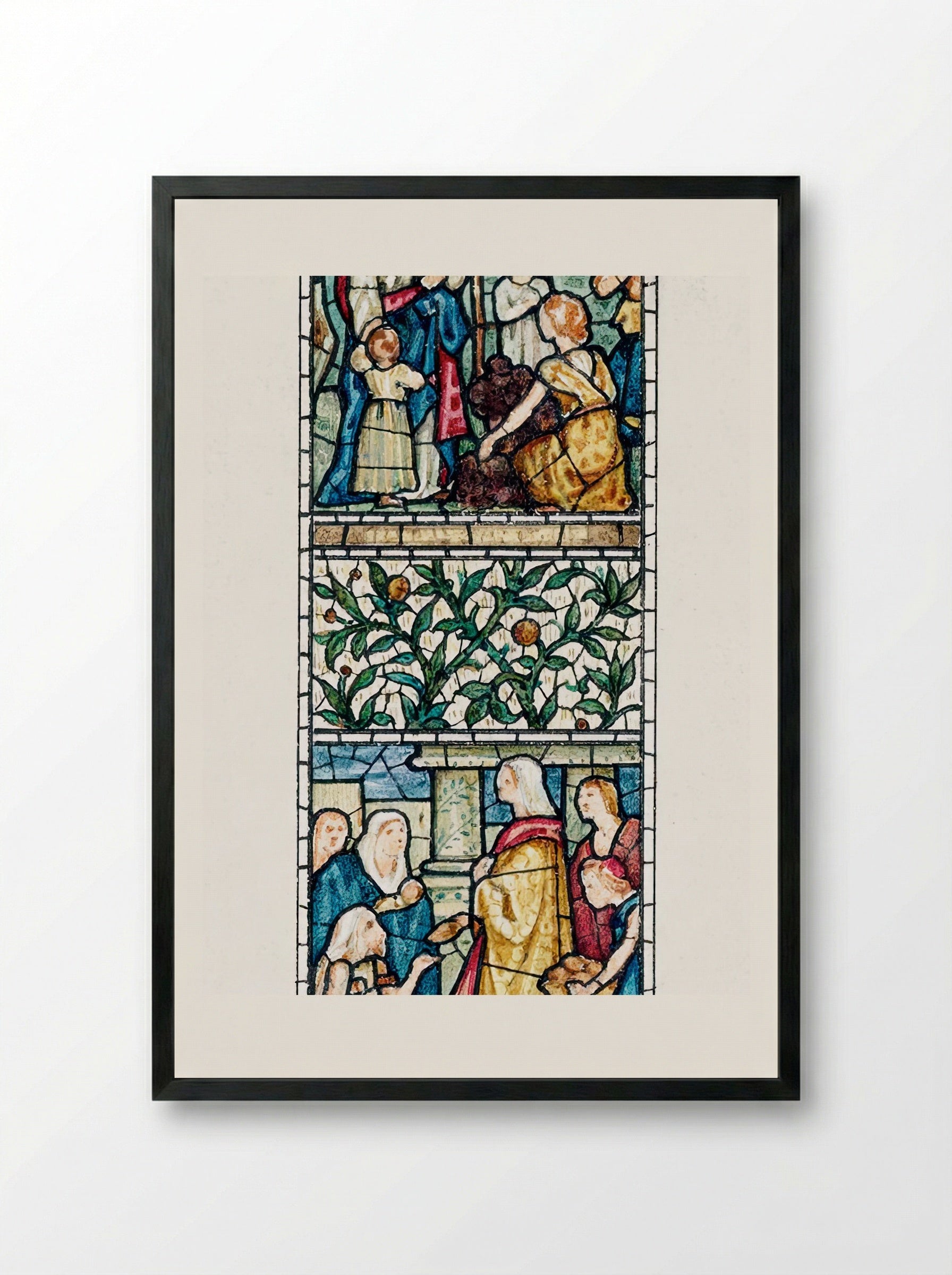 Design for Stained Glass, Southeast Window, Nave, Paisley Abbey, Scotland - Edward Burne-Jones - Framed Print Black
