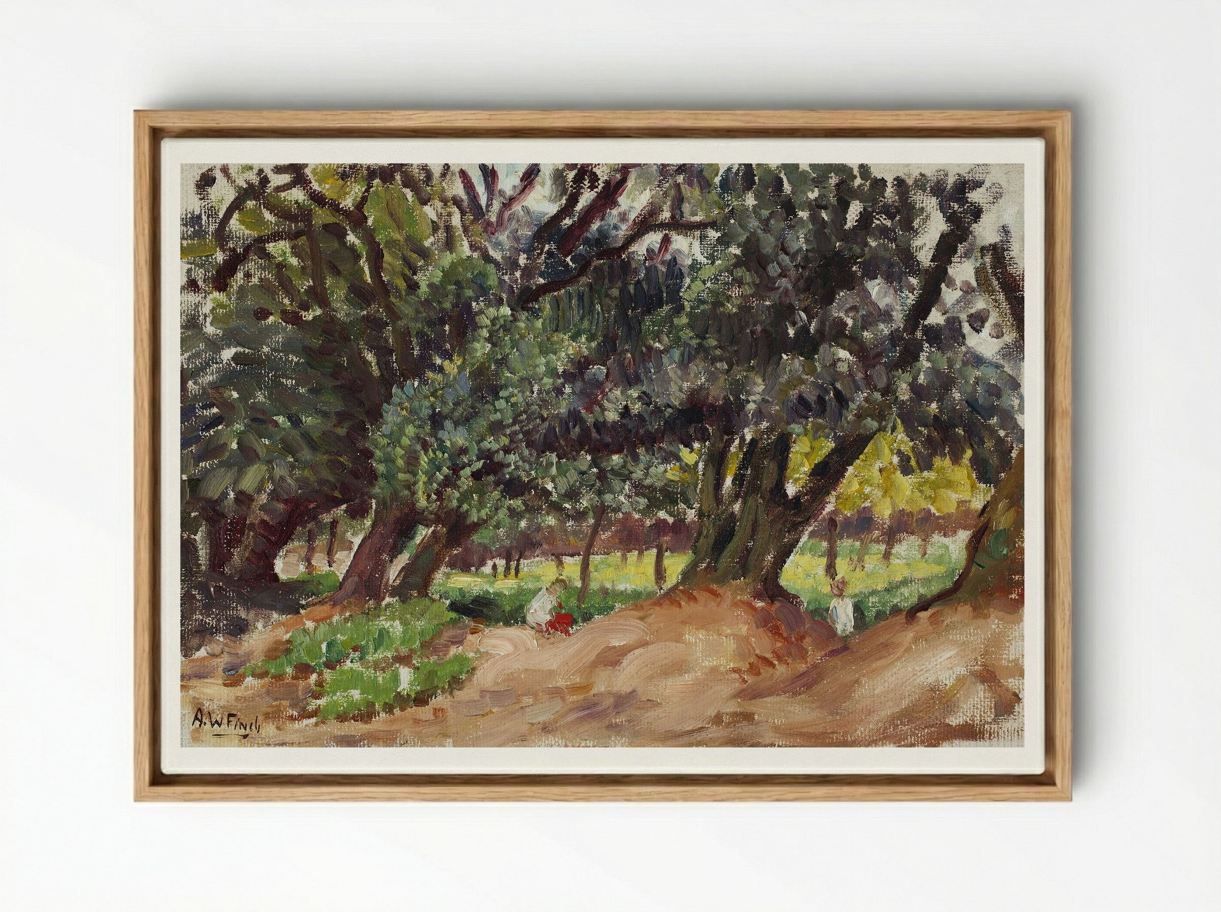 Park Scene, England (Puistokuva Englannista) - Alfred William Finch - Framed Canvas Wood