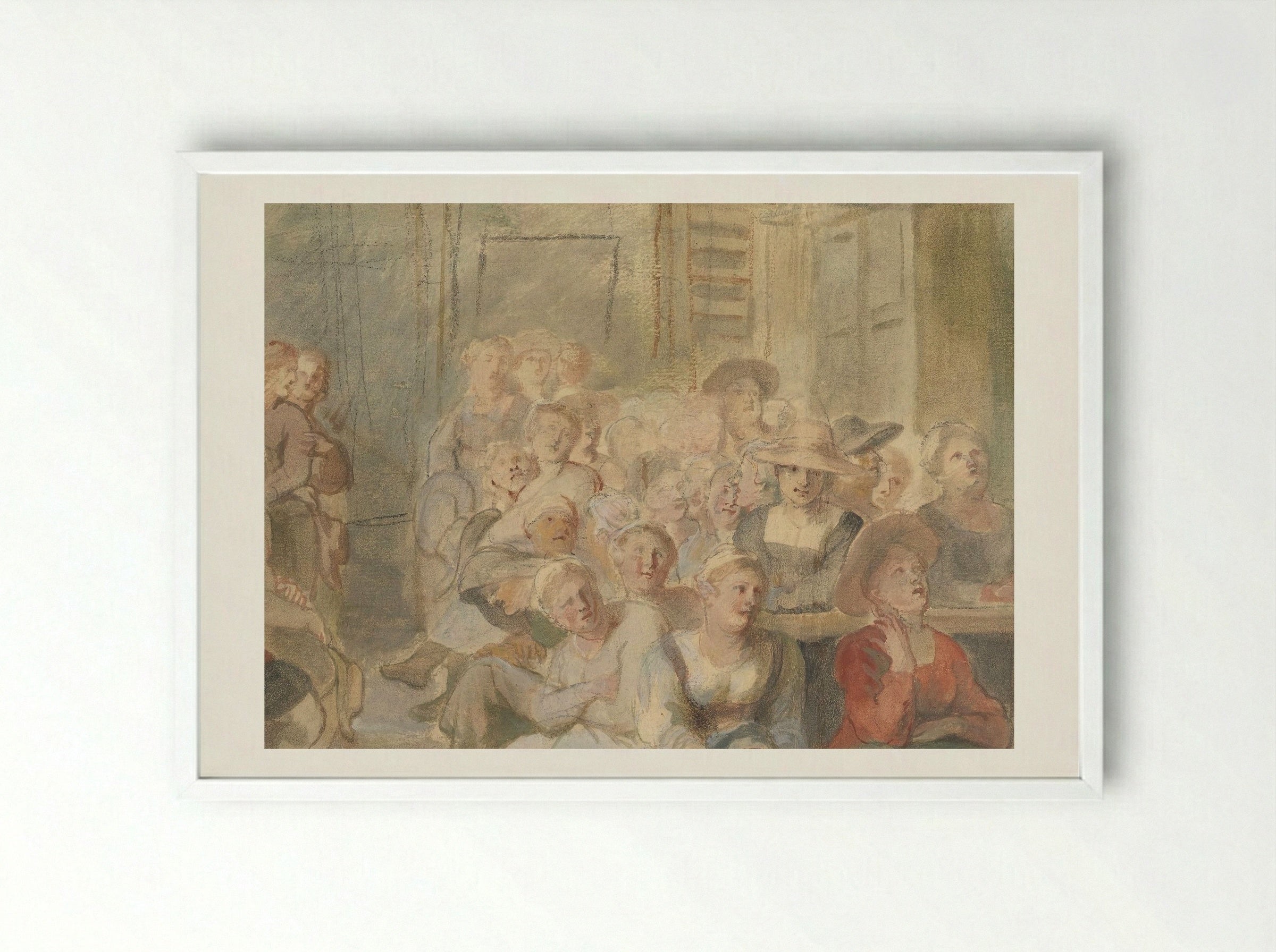 A Sermon in a Village Church - Peter Paul Rubens - Framed Print White