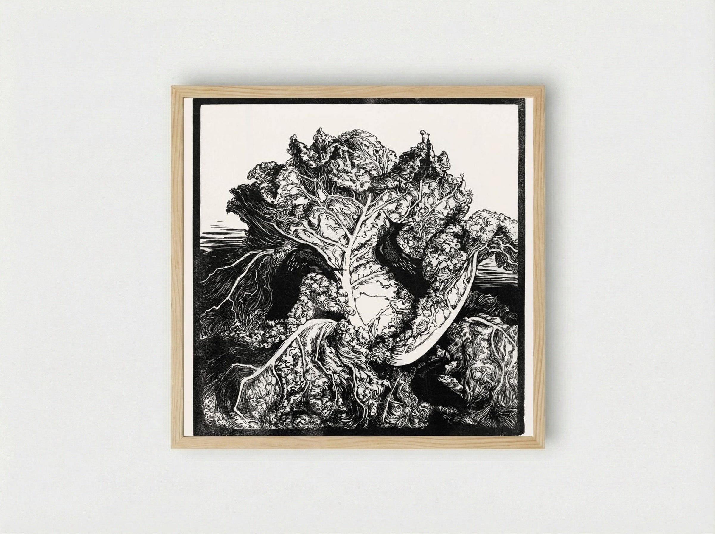 Three Slugs on a Cabbage - Julie de Graag - Framed Print Wood