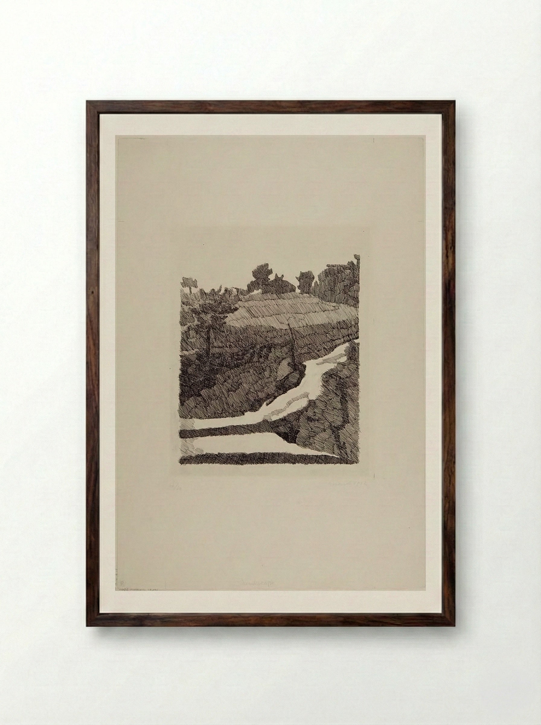 Landscape of Grizzana - Giorgio Morandi - Framed Print Dark Wood