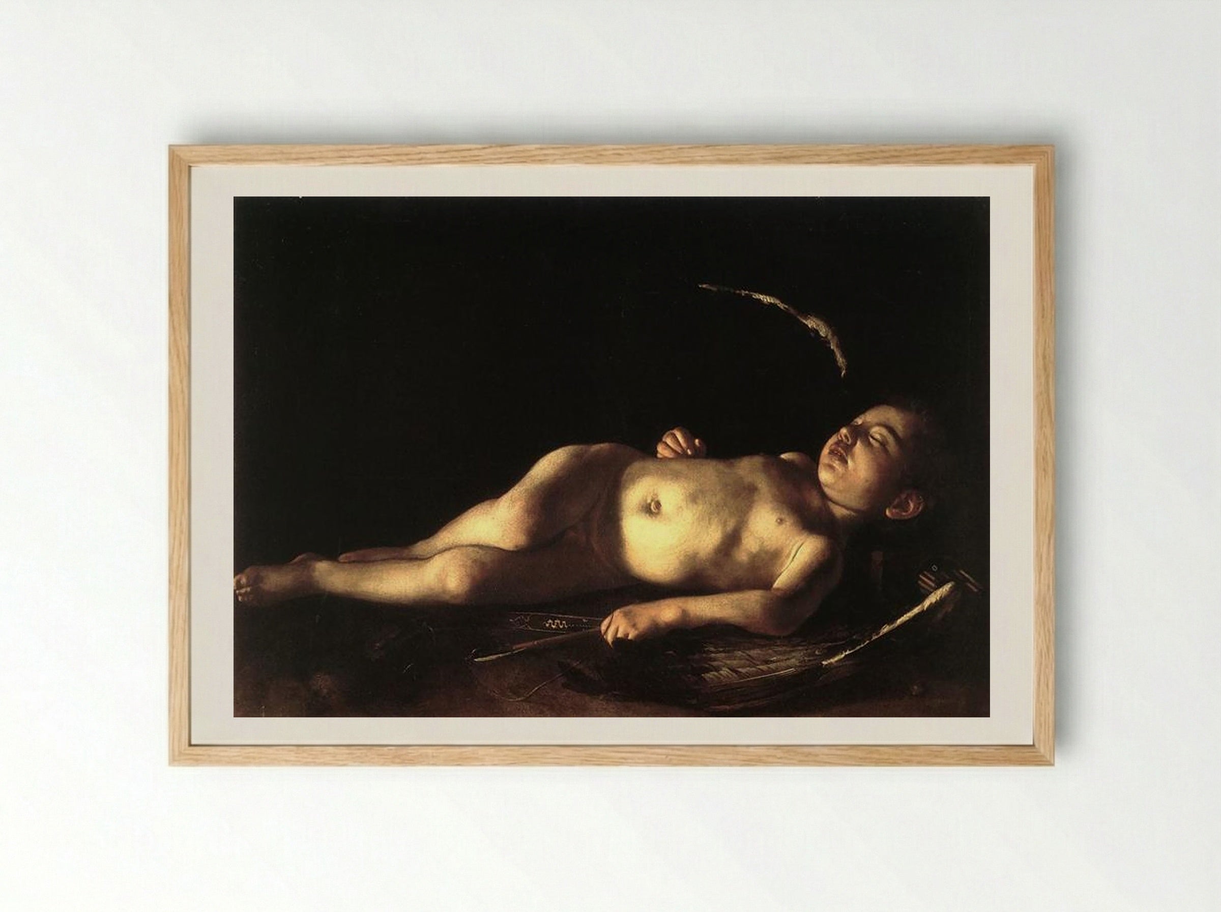 Sleeping Cupid - Michelangelo Merisi da Caravaggio - Framed Print Wood