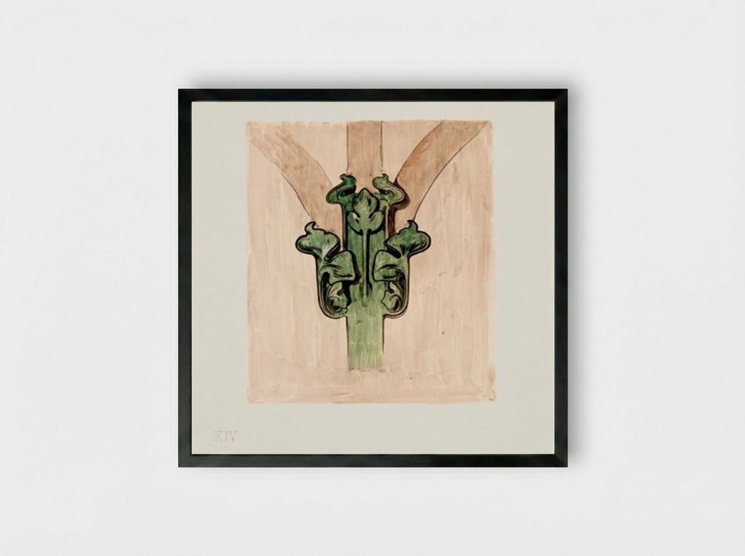 Capital Applied to the Columns of the Facade of the Fouquet Boutique - Alphonse Mucha - Framed Print Black