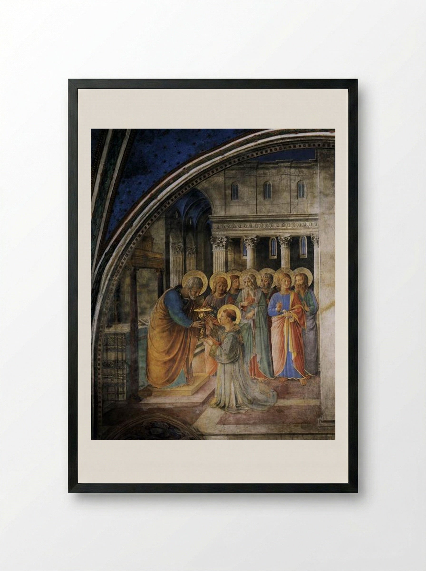 St. Peter Consecrates Stephen as Deacon - Fra Angelico - Framed Print Black