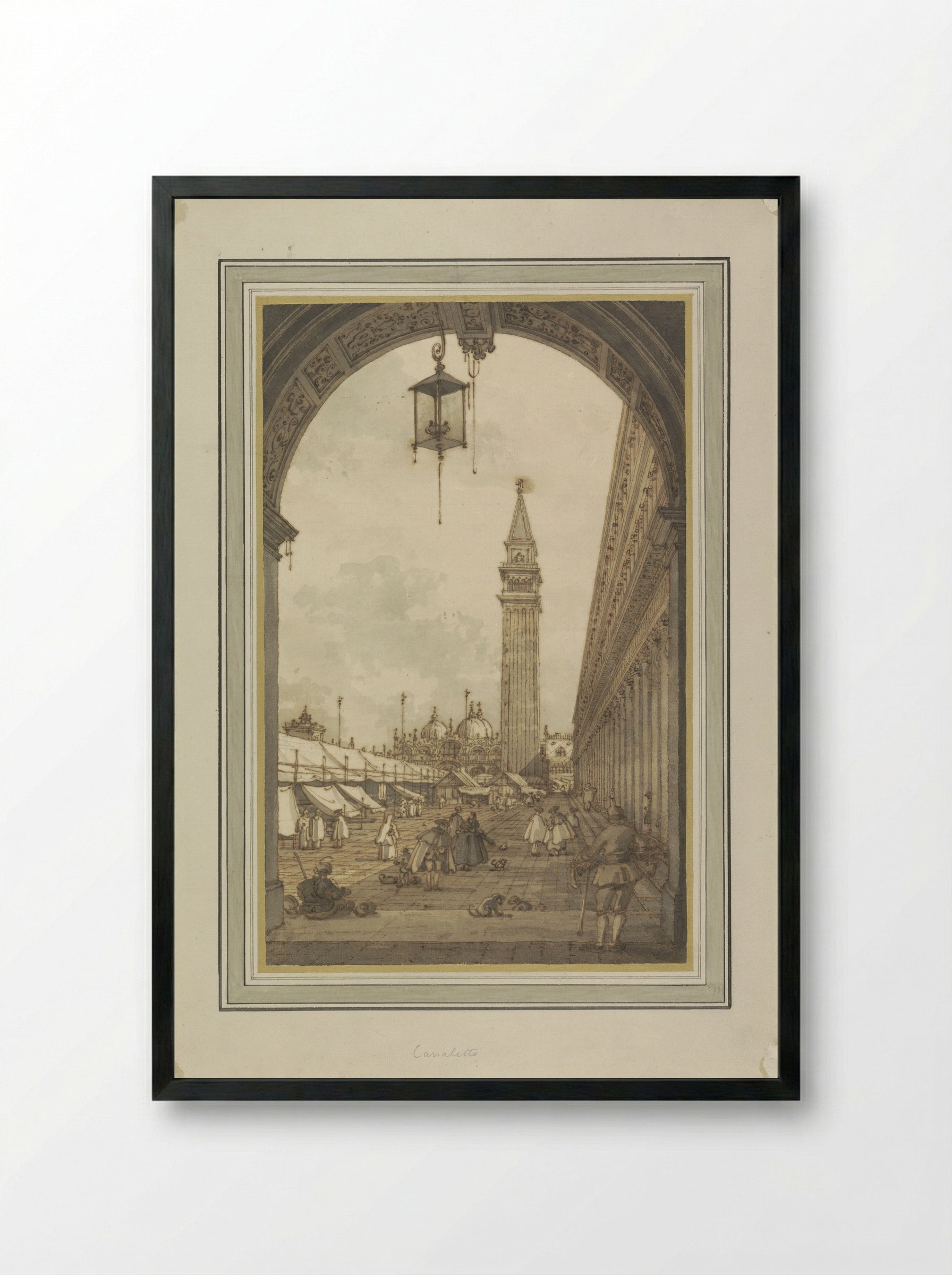 Piazza San Marco, Venice, Seen from the Southwest - Canaletto - Framed Print Black