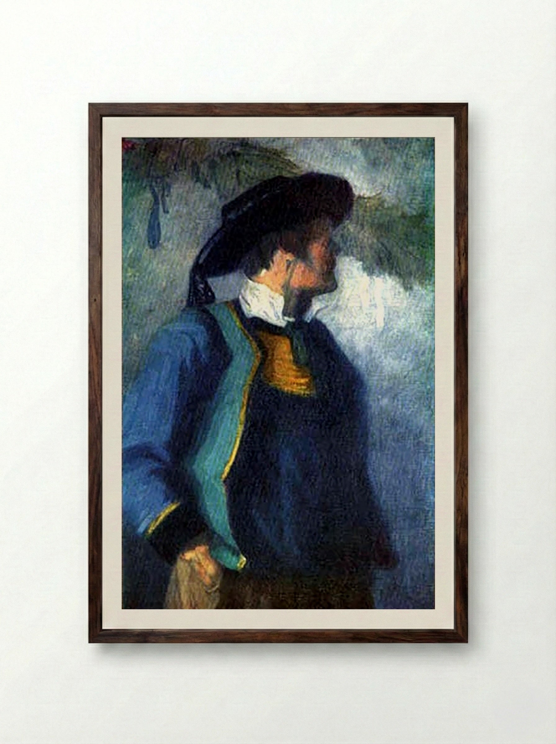 Self-Portrait with Top Hat - Henri de Toulouse-Lautrec - Framed Print Dark Wood