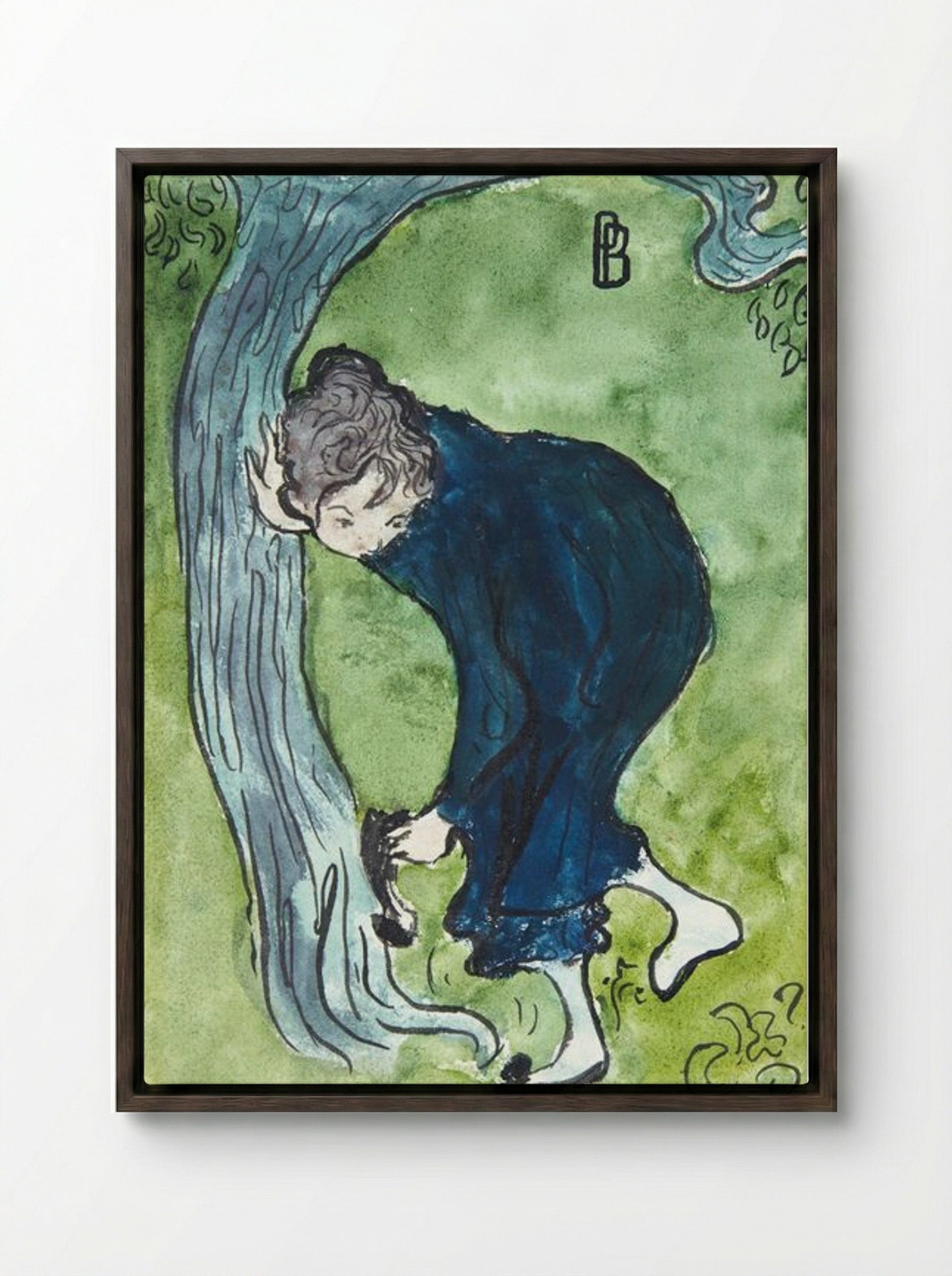 The False Step - Pierre Bonnard - Framed Canvas Dark Wood