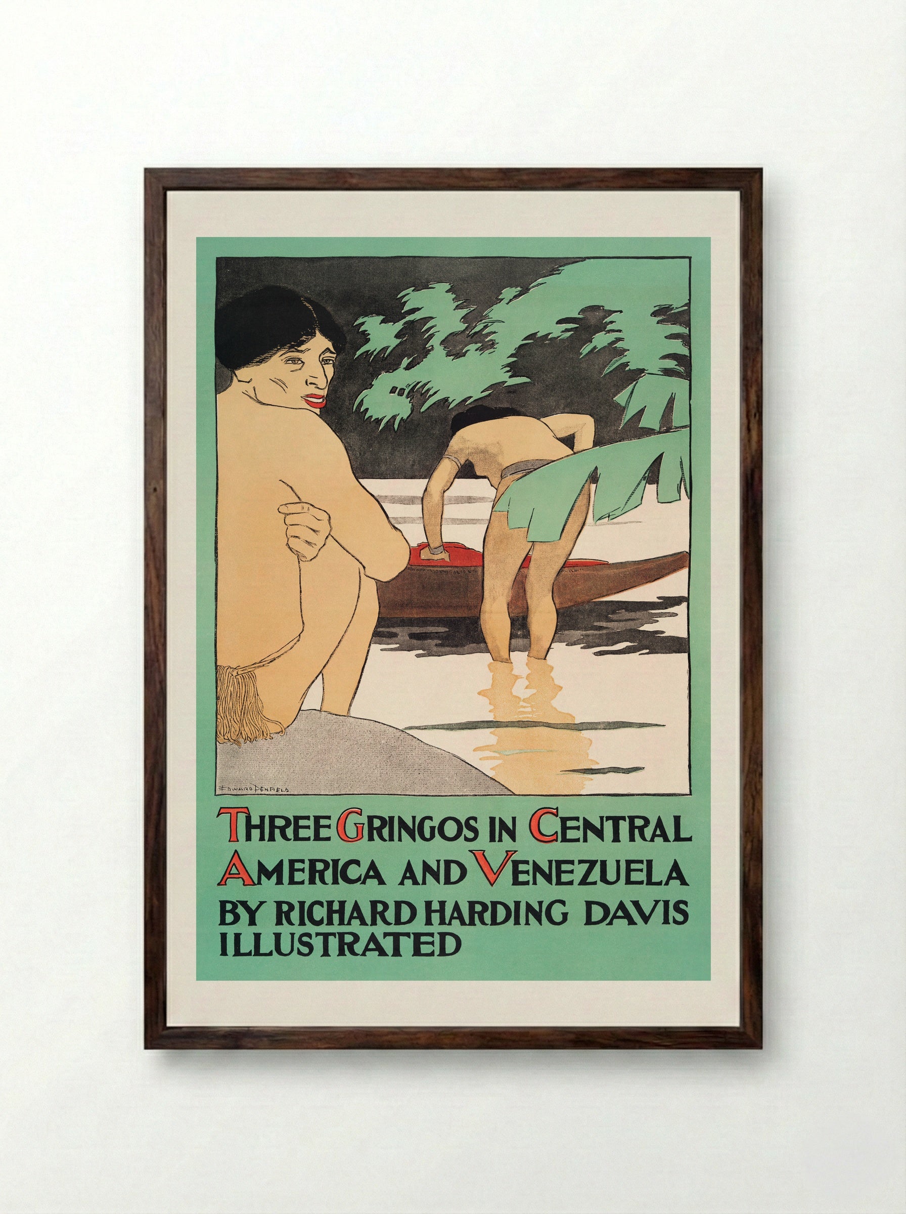 Three Gringos in Central America and Venezuela by Richard Harding Davis - Edward Penfield - Framed Print Dark Wood