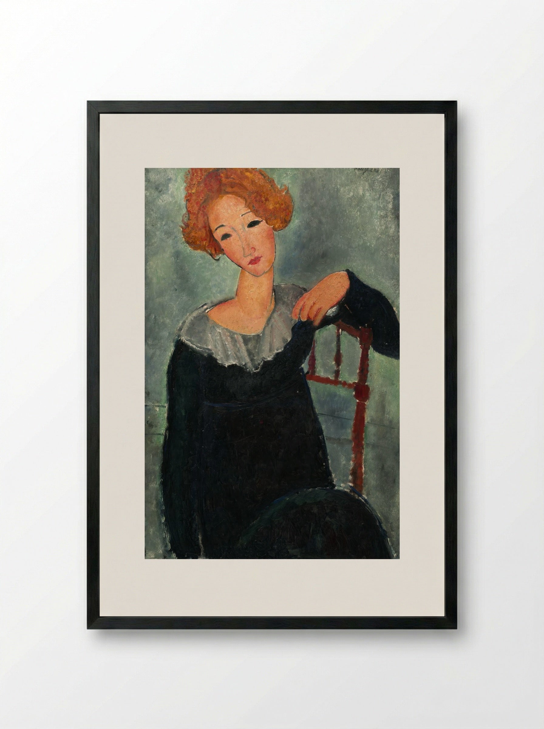 Woman with Red Hair - Amedeo Modigliani - Framed Print Black
