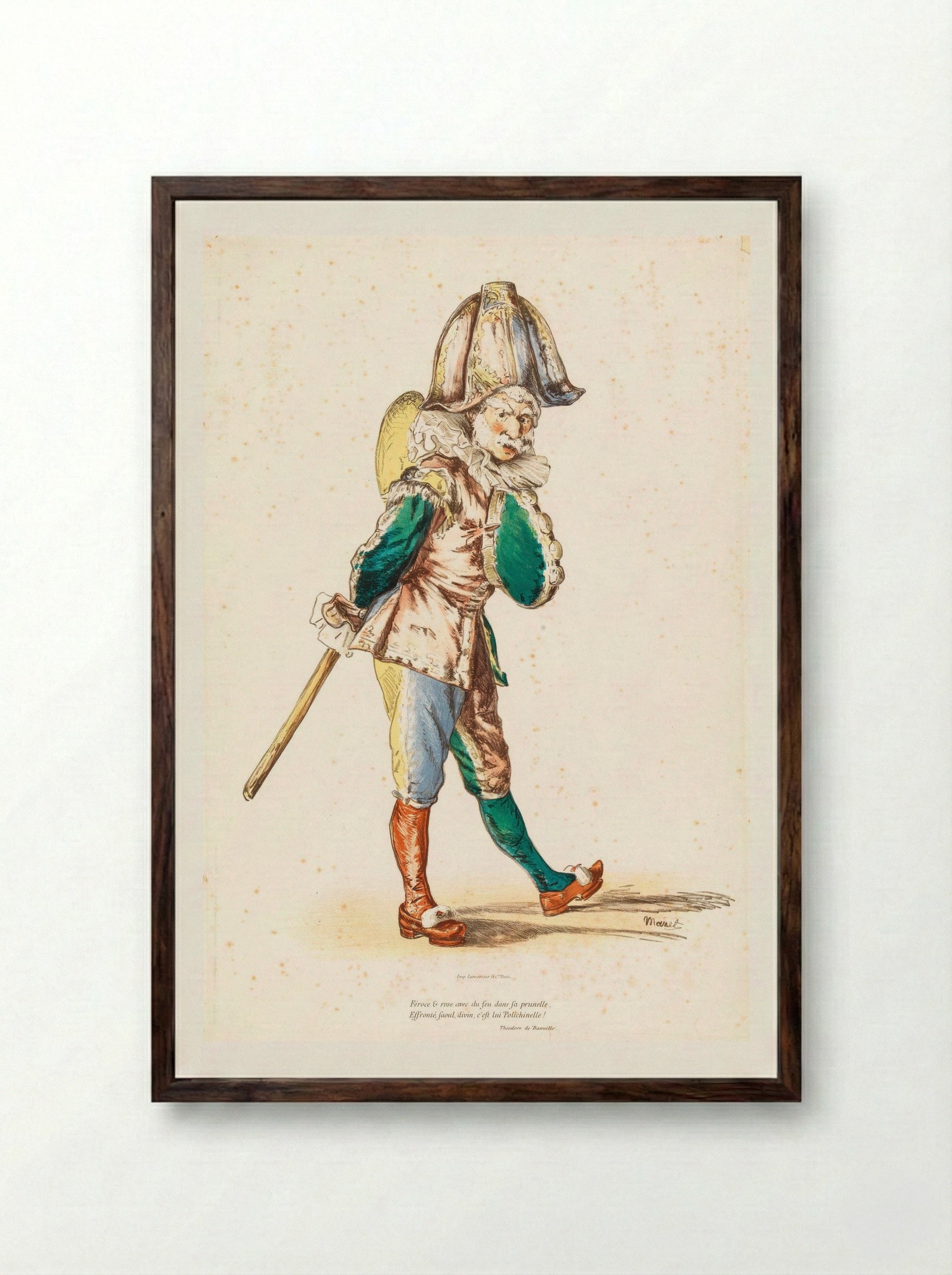 Polichinelle - Édouard Manet - Framed Print Dark Wood