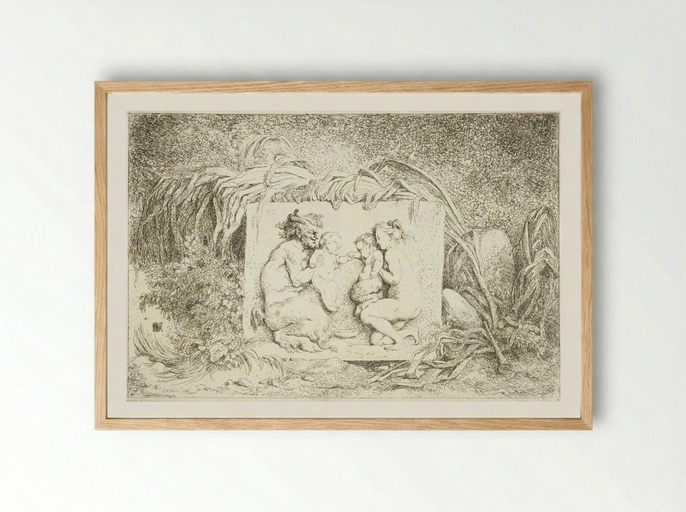 Plate Two: The Satyr's Family - Jean-Honoré Fragonard - Framed Print Wood